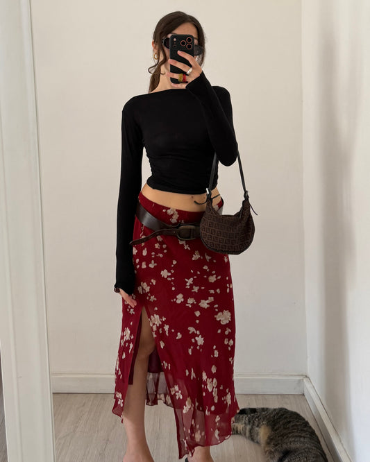 00s Floral midi skirt