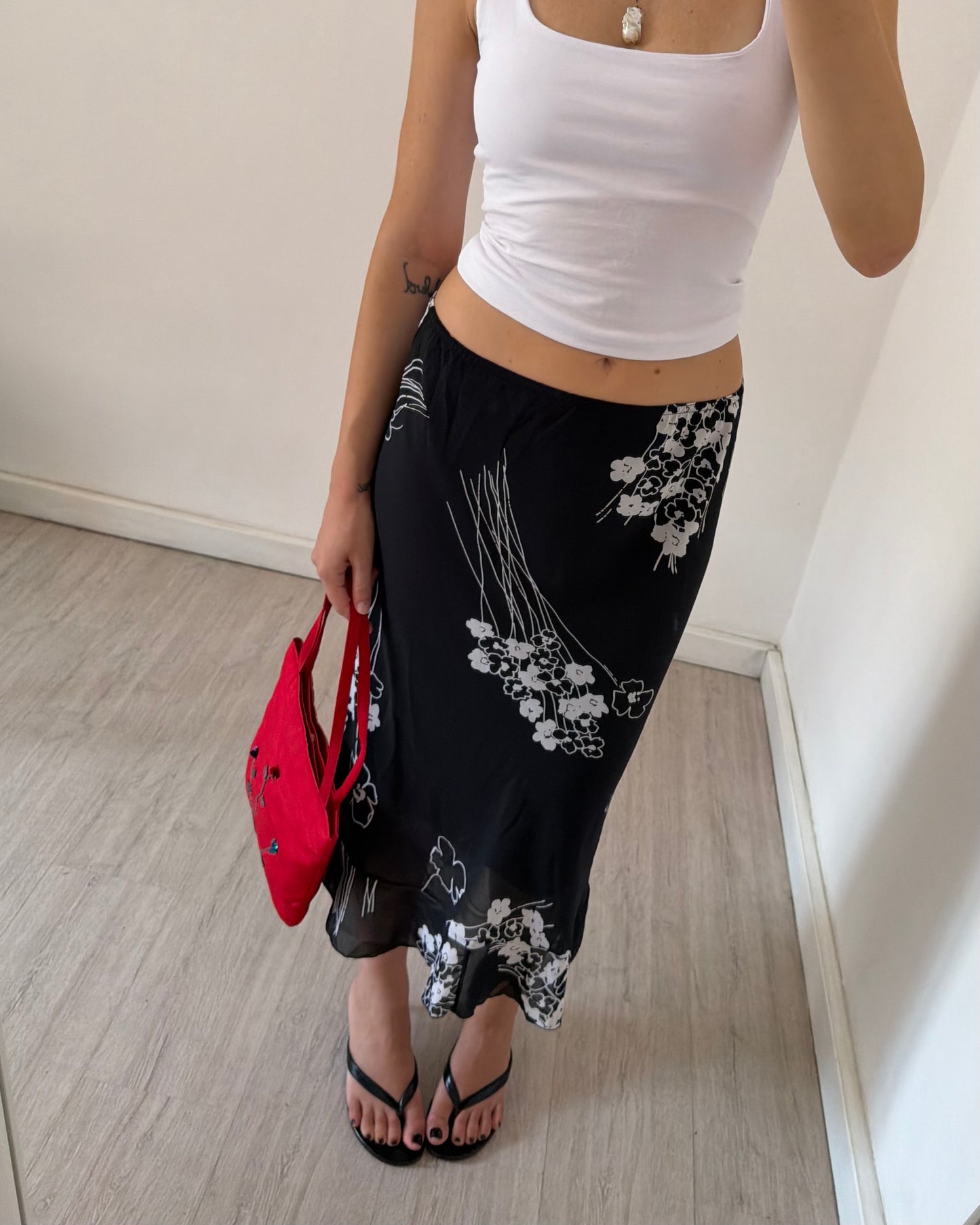 00s floral midi skirt