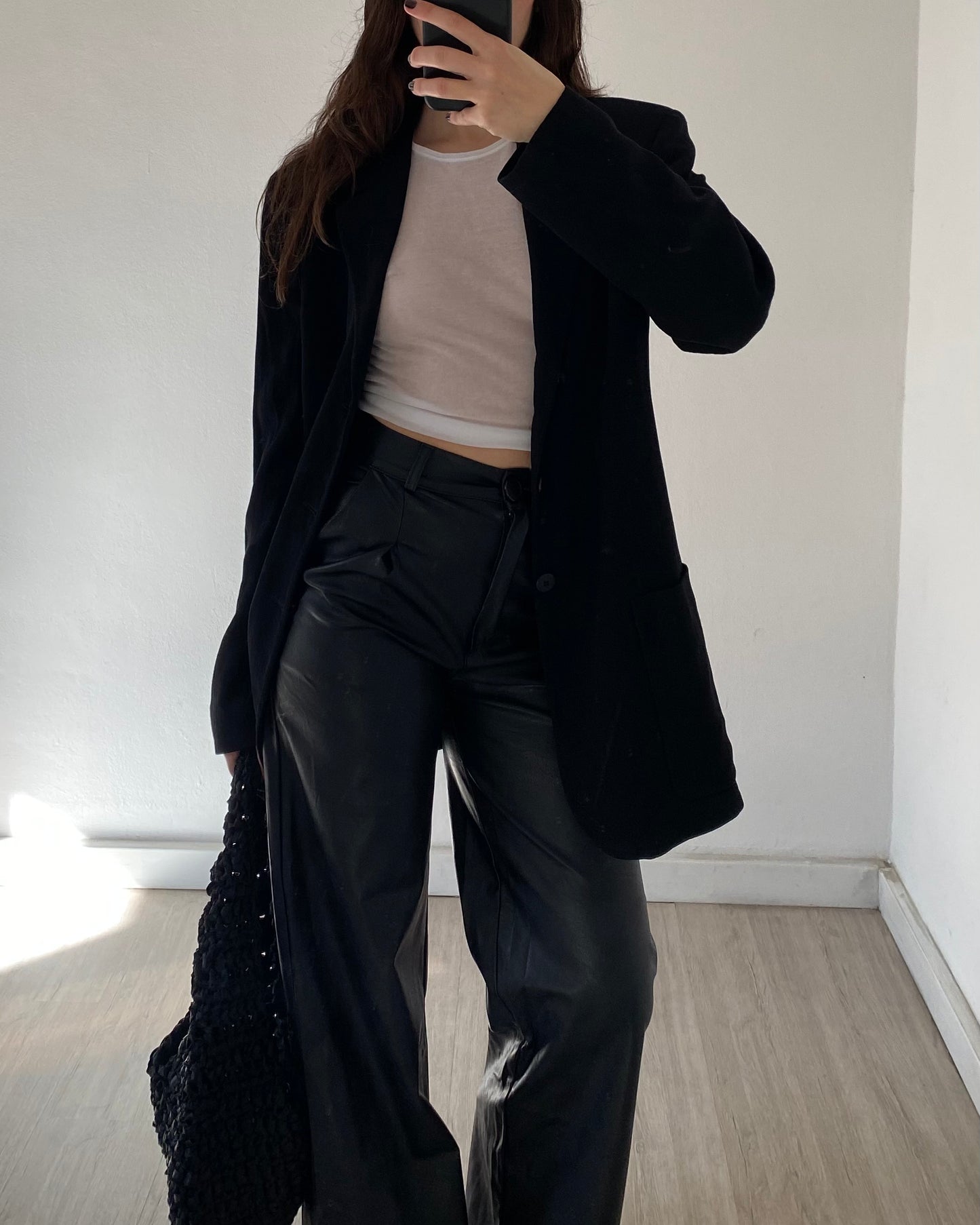 Faux leather trousers