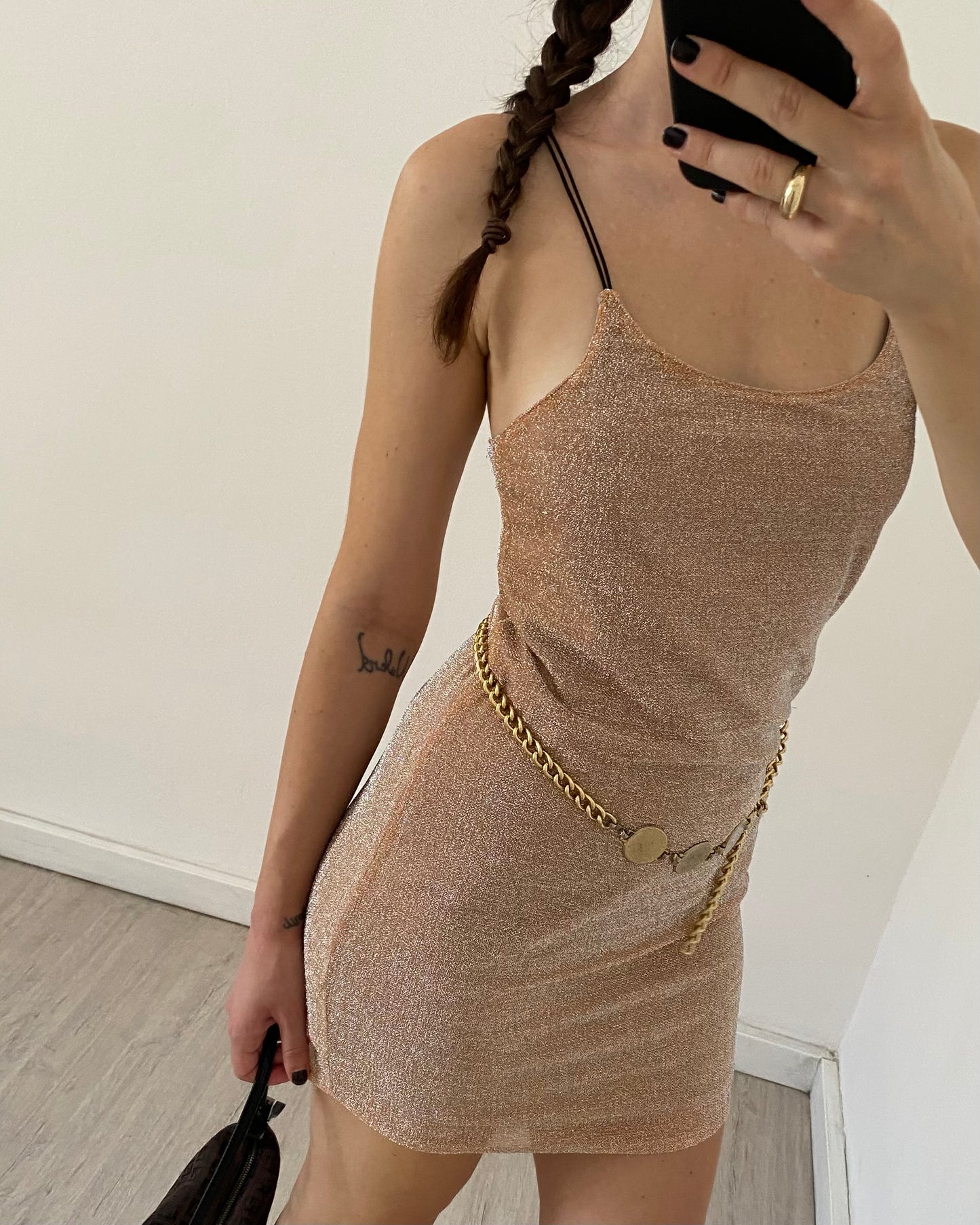 Rat&boa lamé mini dress