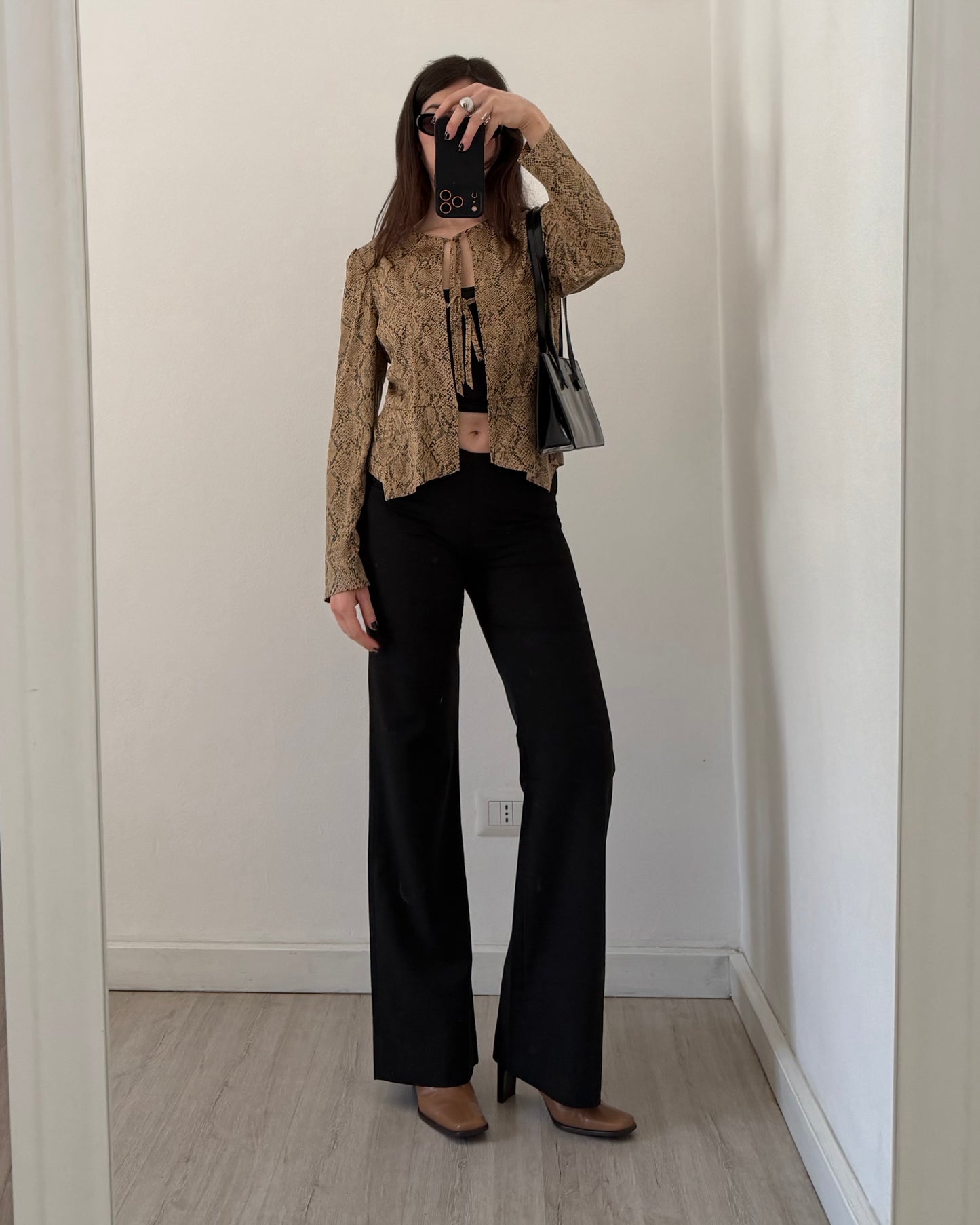 Snakeskin jacket with ties