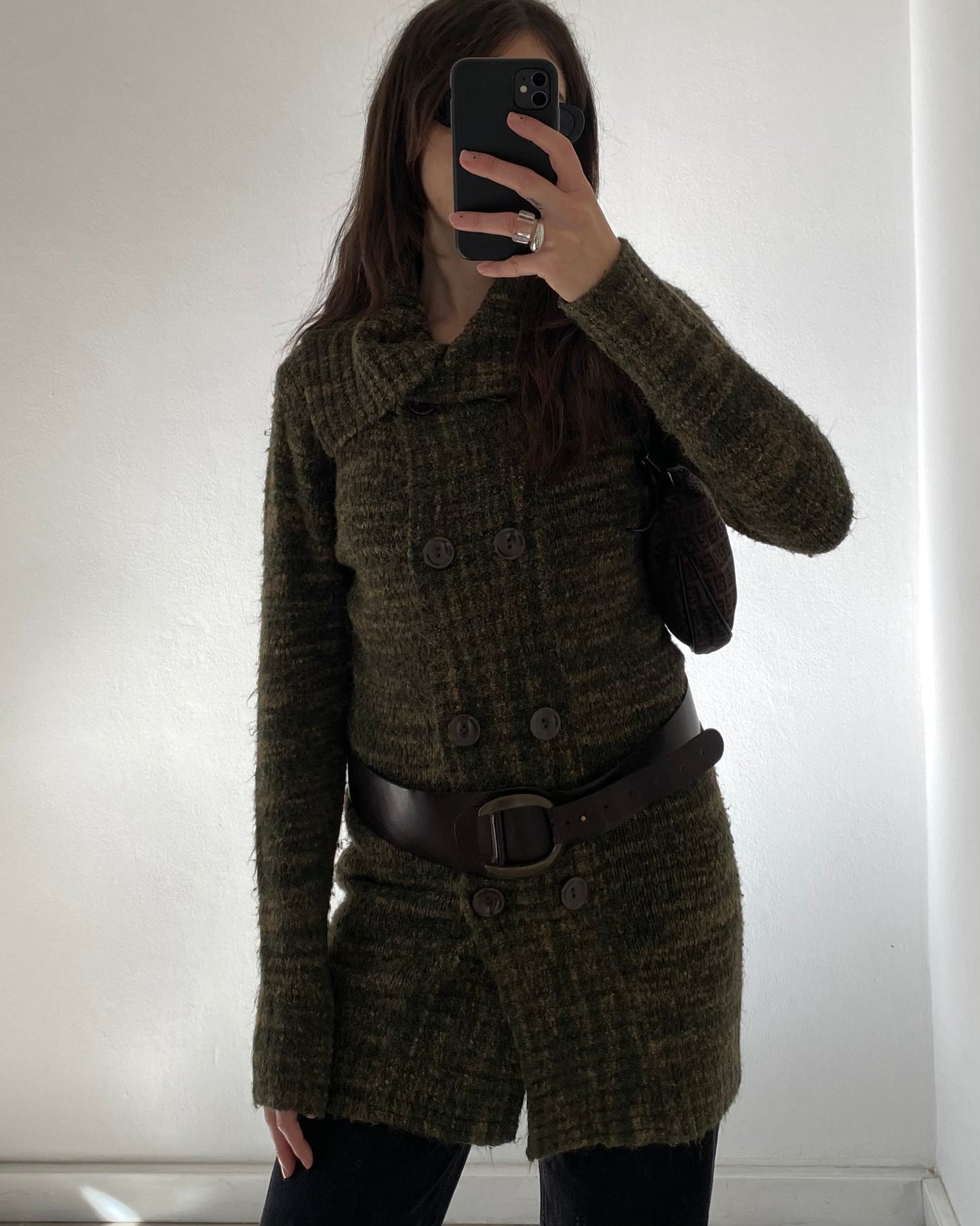 Long knitted cardigan