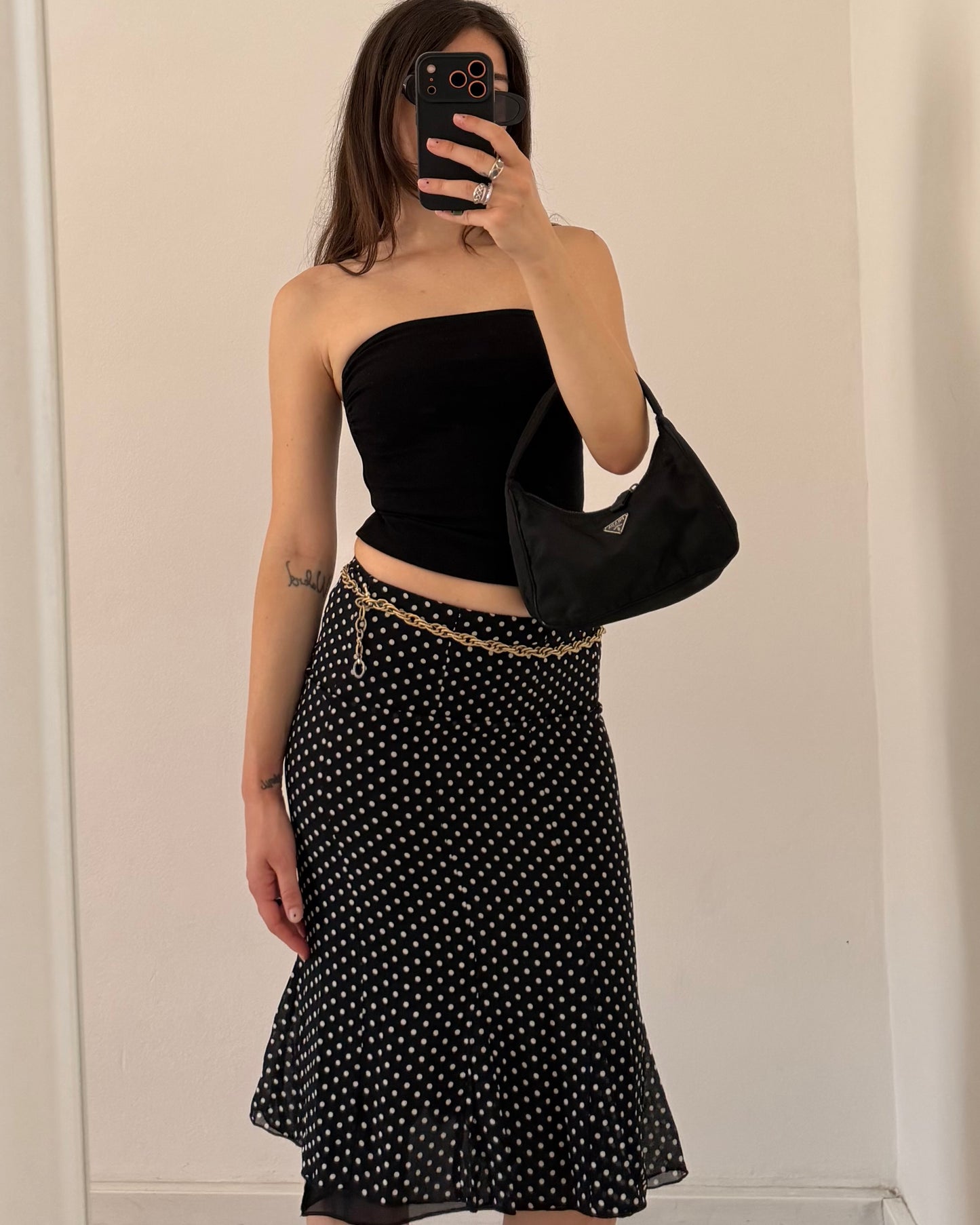 Polka dot midi skirt