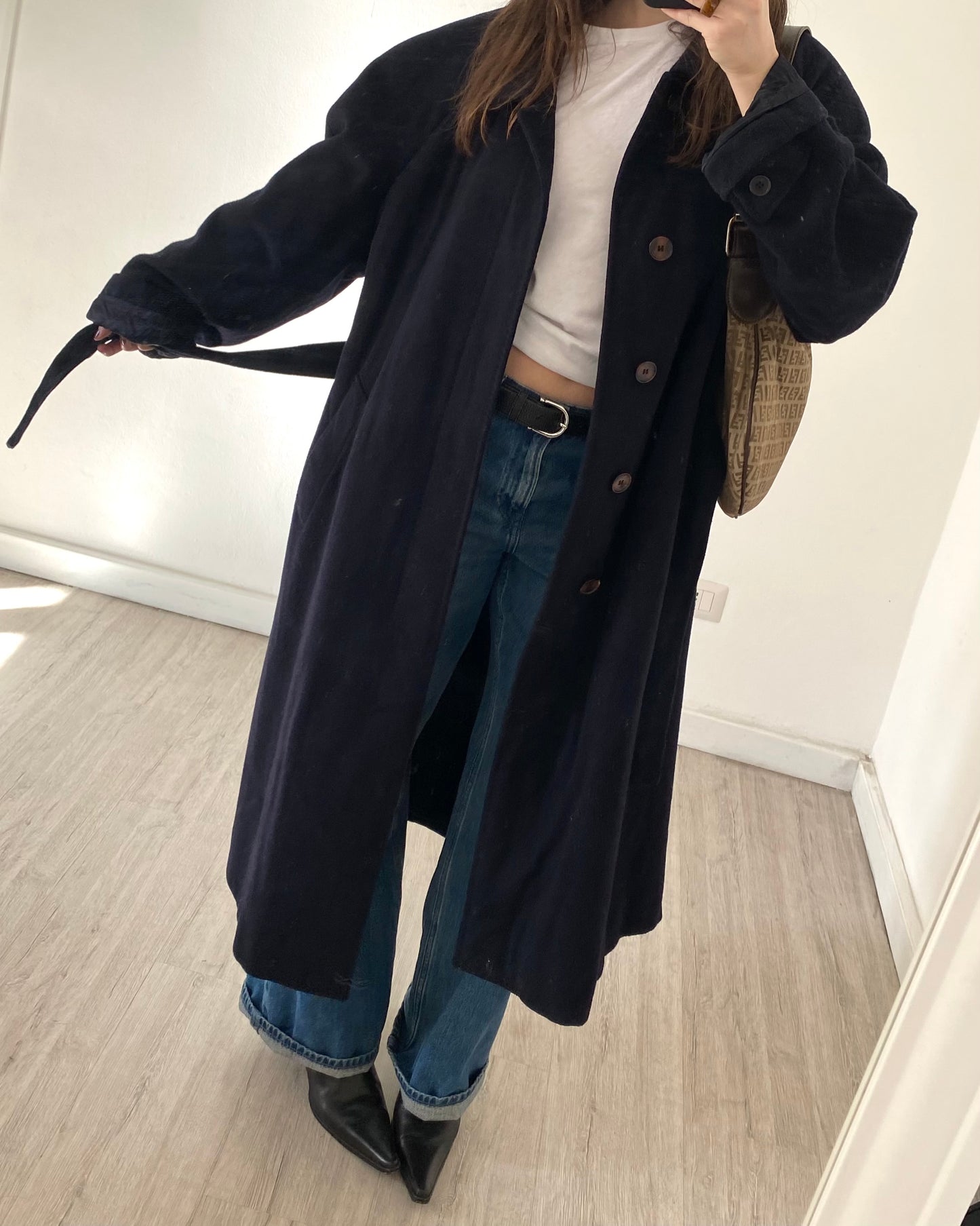 Navy wool belted coat