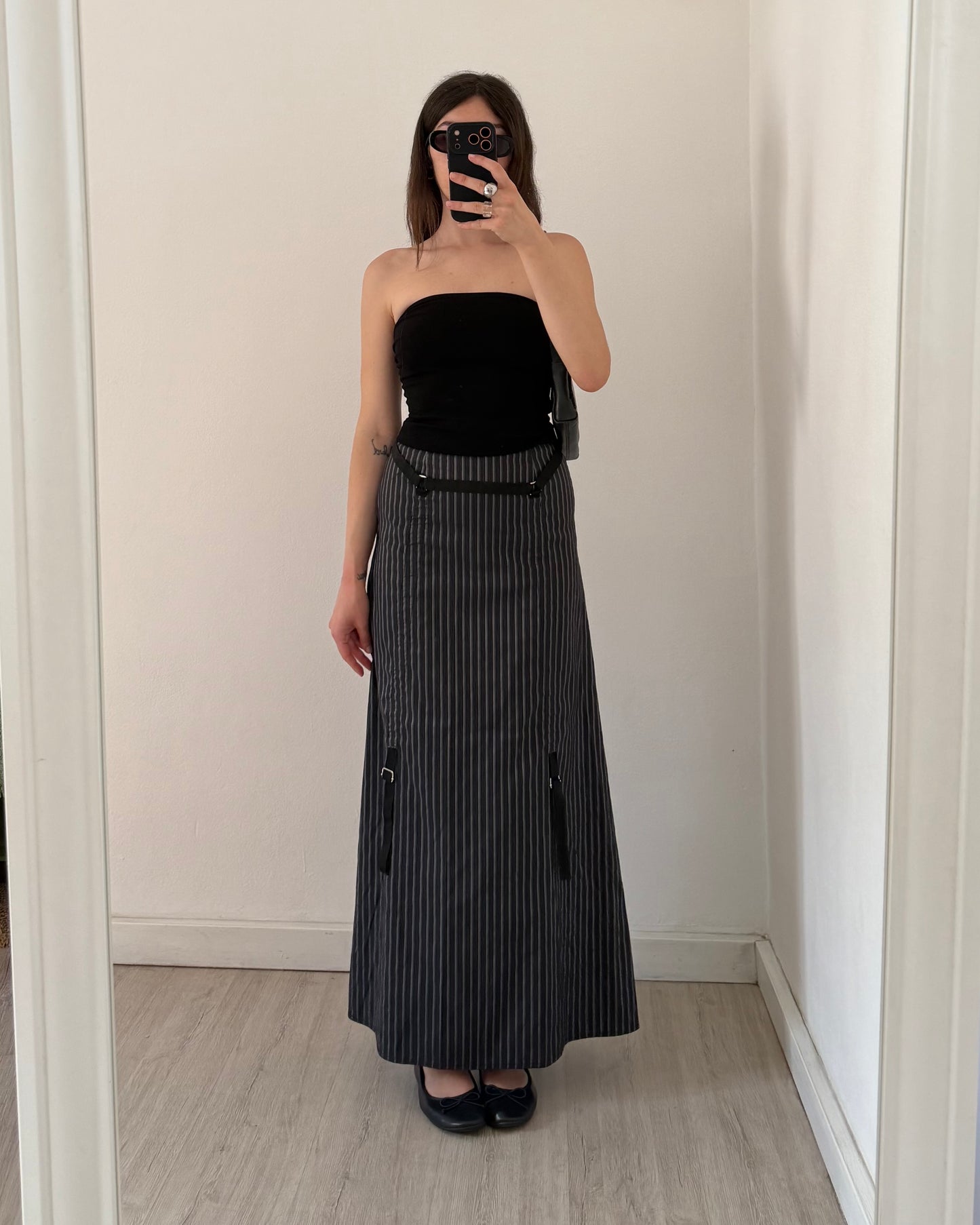 y2k pinstripe maxi skirt