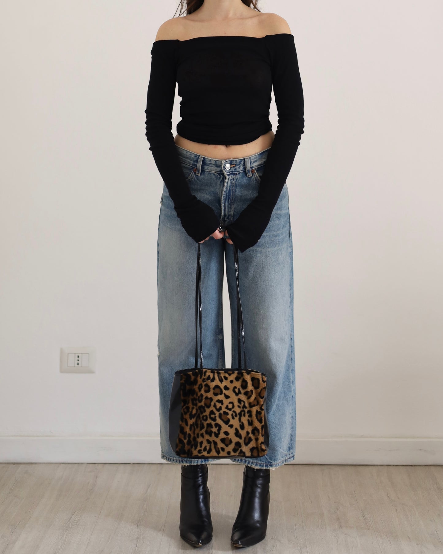 Y2k leopard fur bag