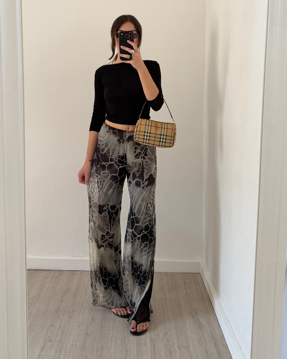 Silk flare trousers