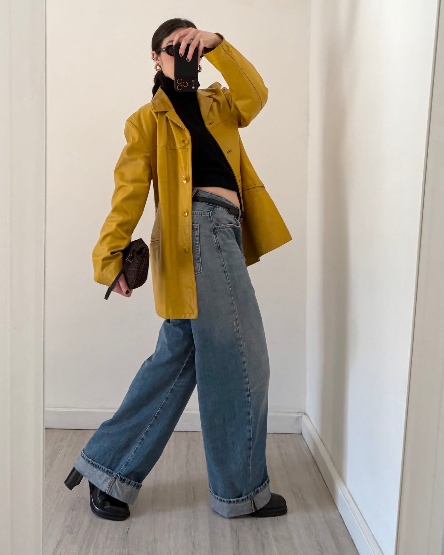 Mustard yellow leather jacket