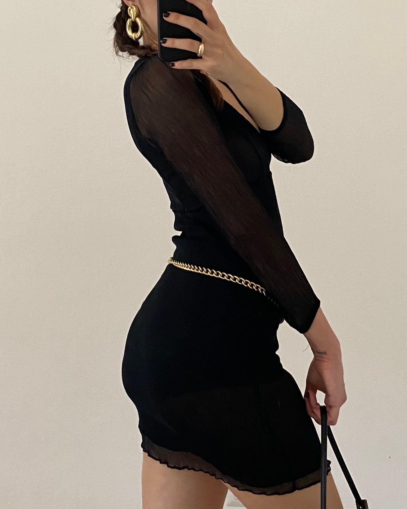 Silk embroidered mini dress