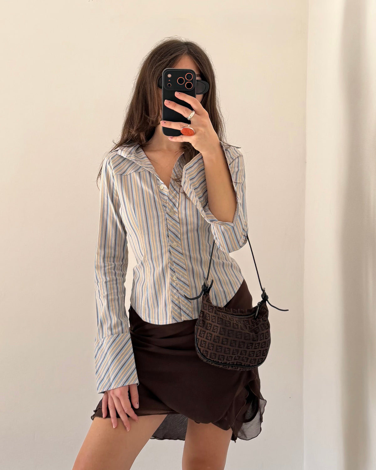 Y2k striped fitted shirt