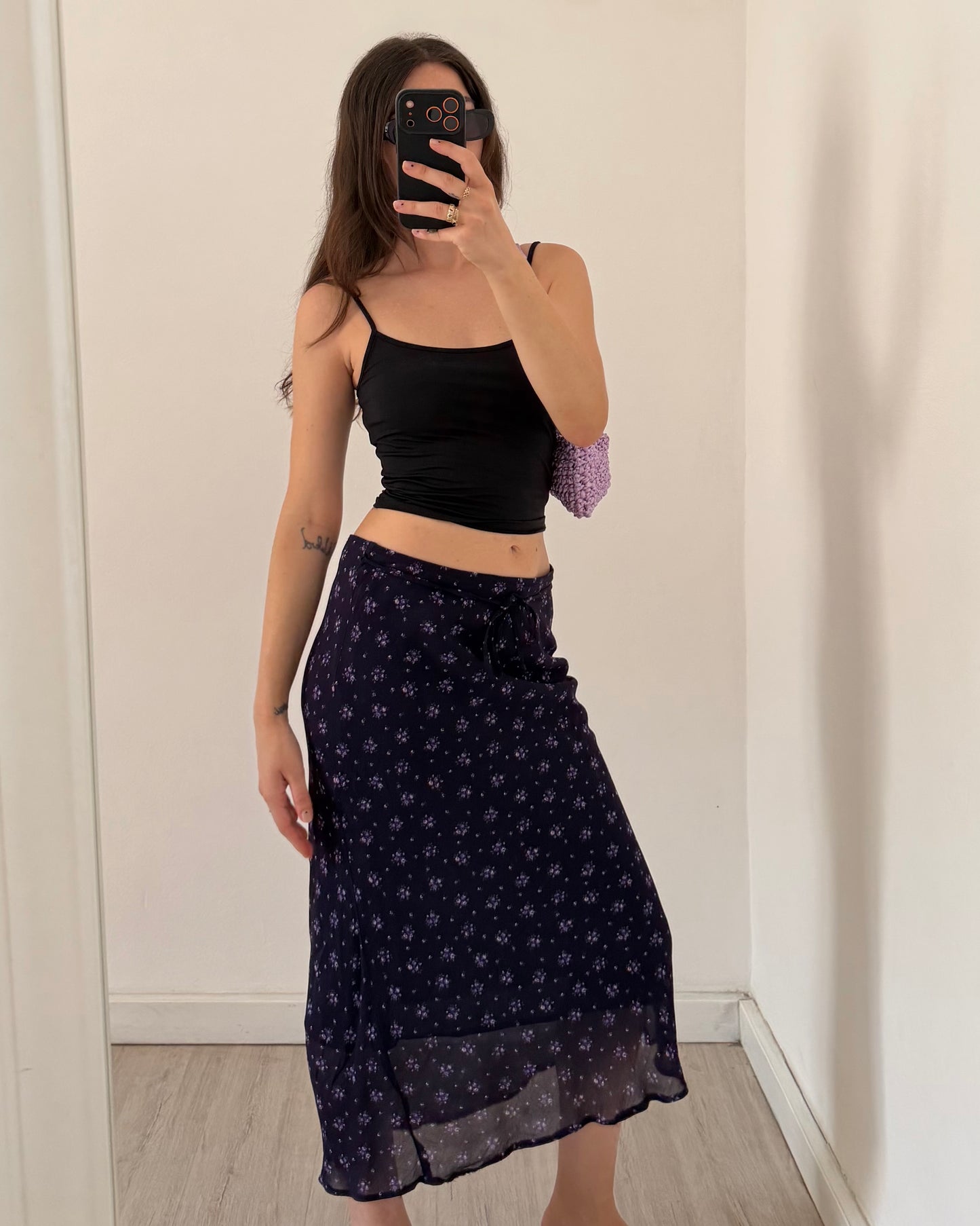 00s ditsy floral longuette skirt