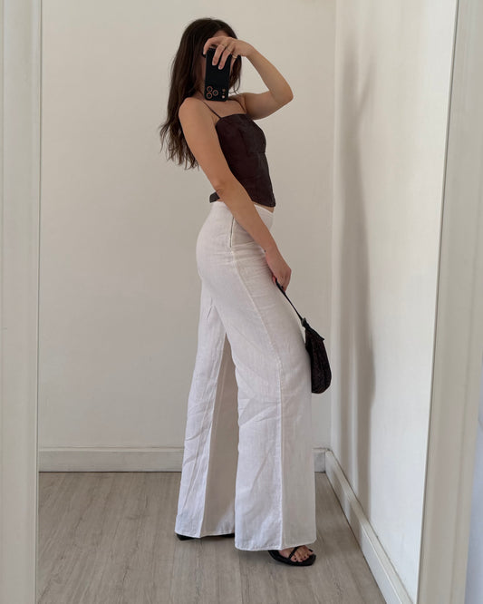 00s white linen trousers