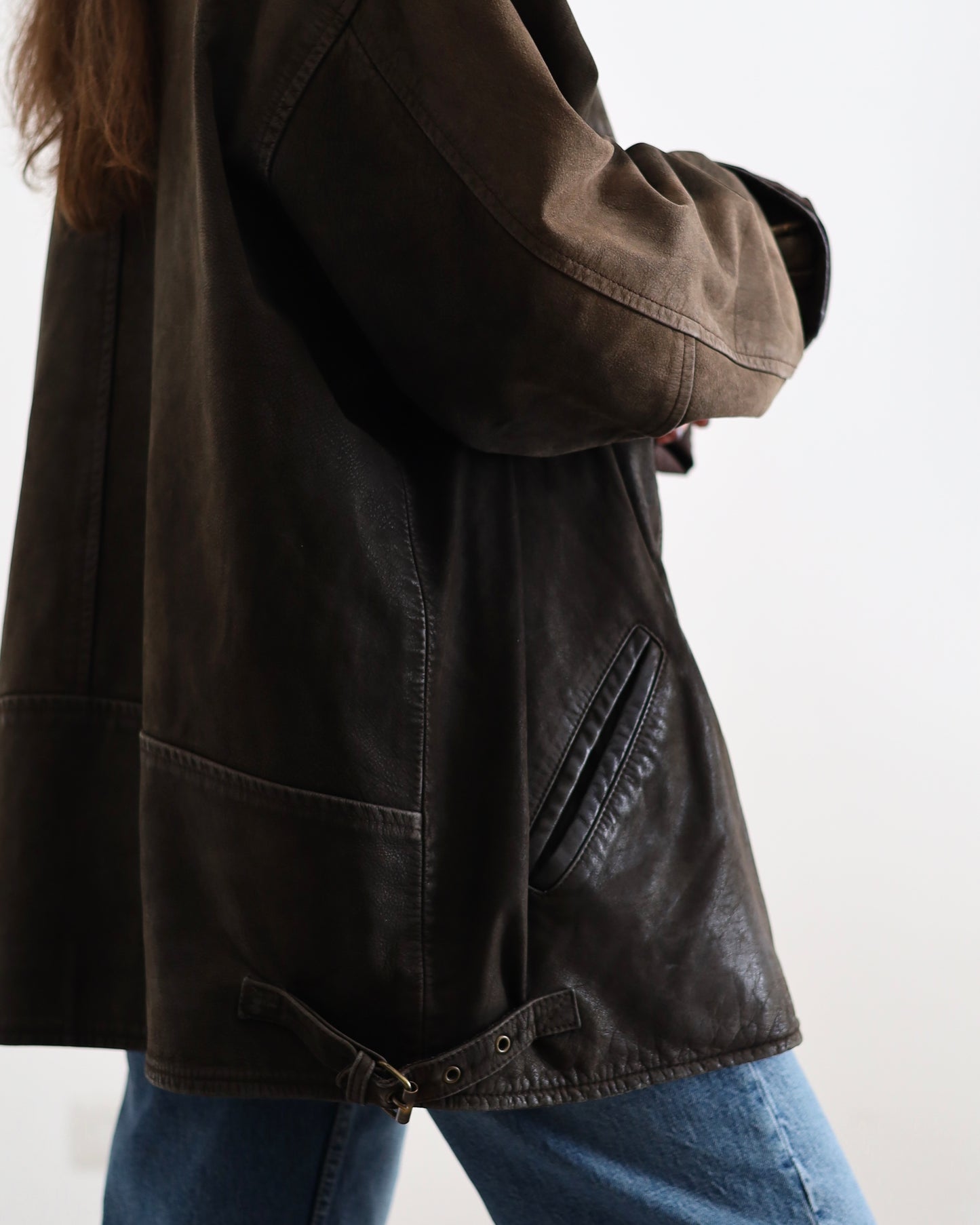 Brown distressed leather jacket