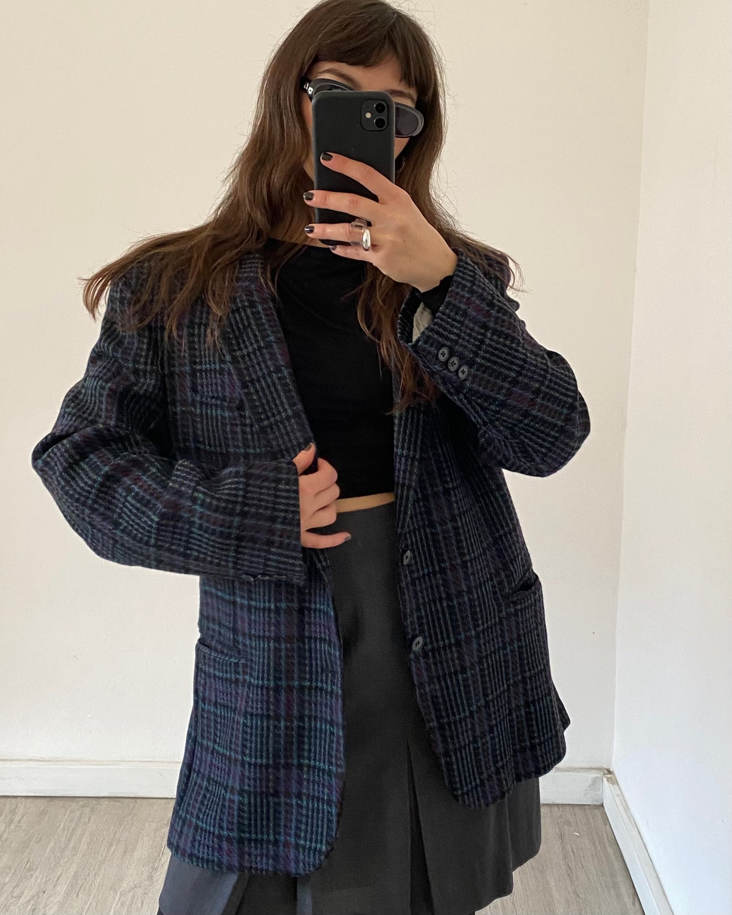 Wool check blazer