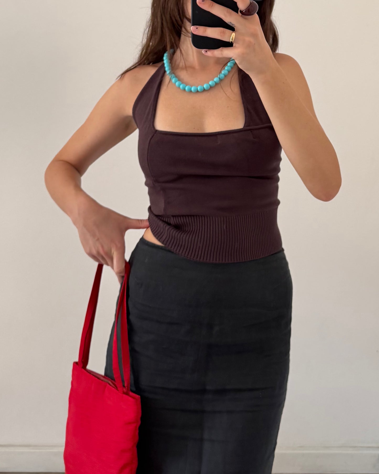 Linen midi skirt