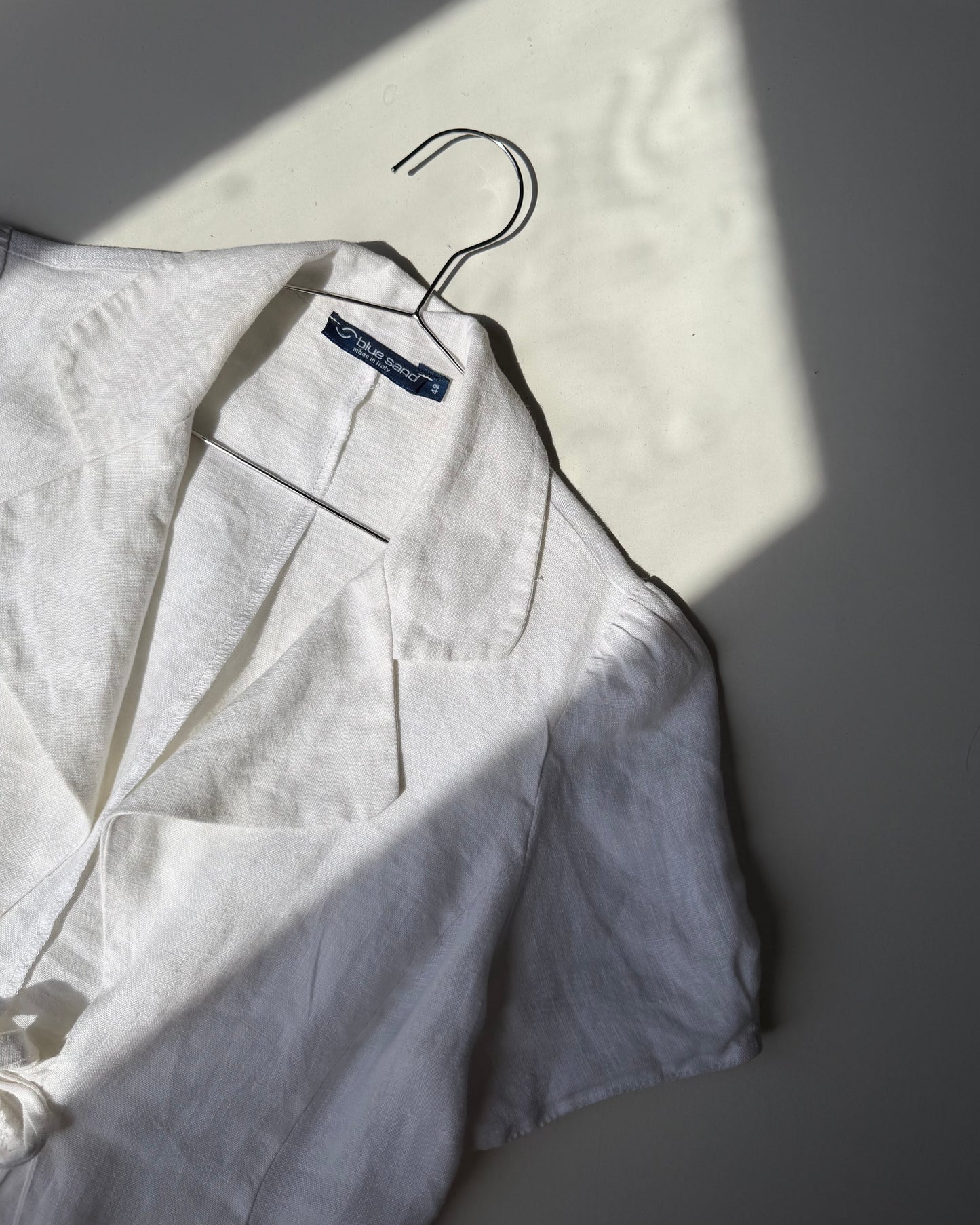 White linen cut out top