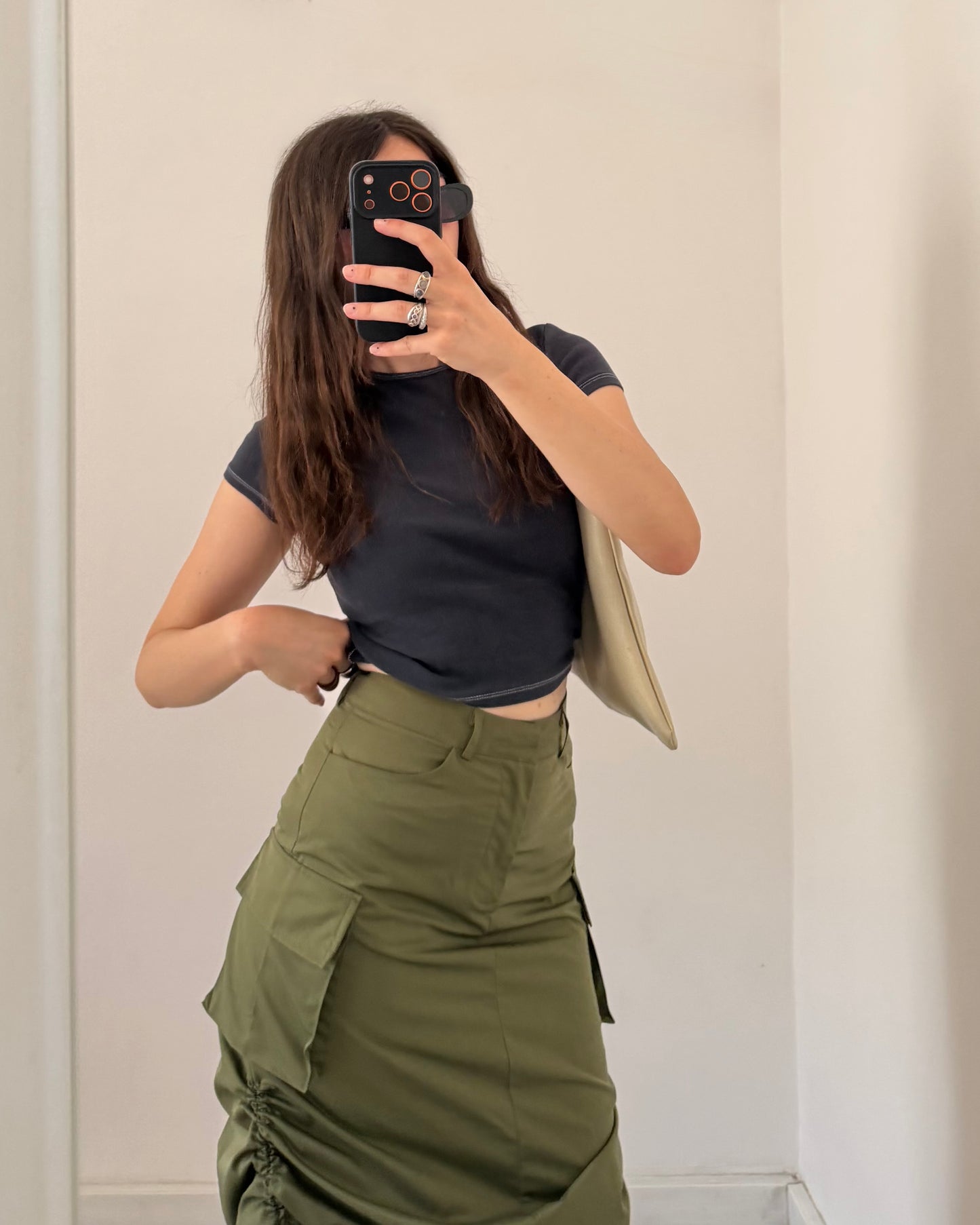 Cargo skirt with drawstrings