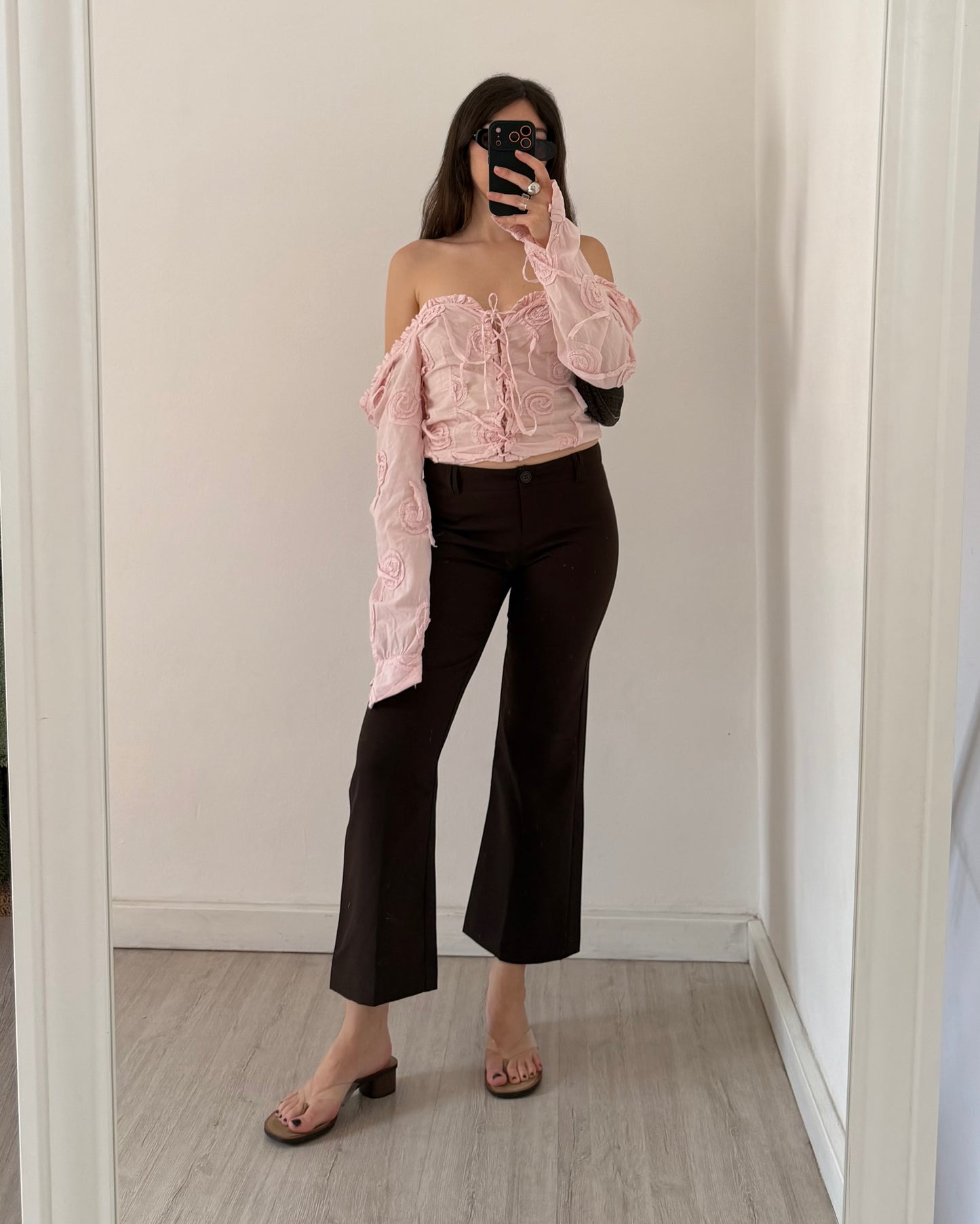Embroidered baby pink shirt