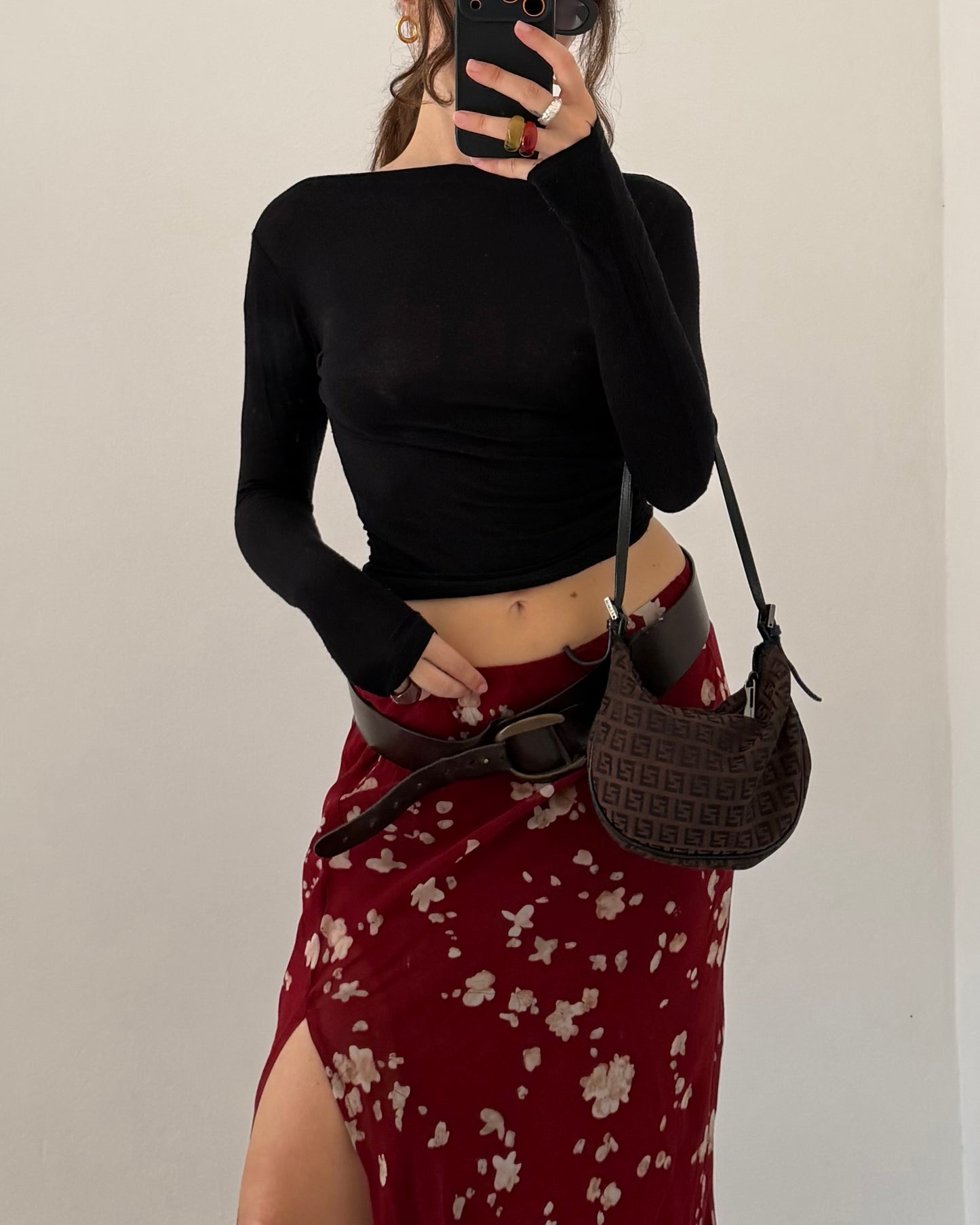 00s Floral midi skirt