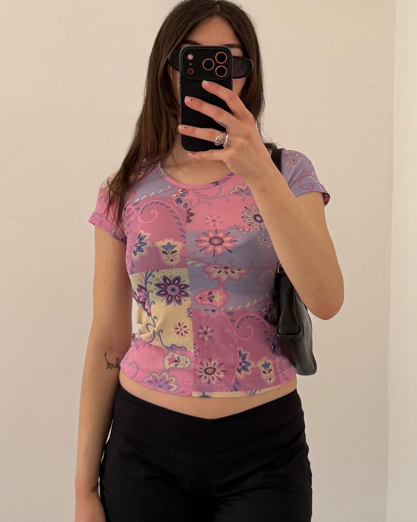00s sheer printed top