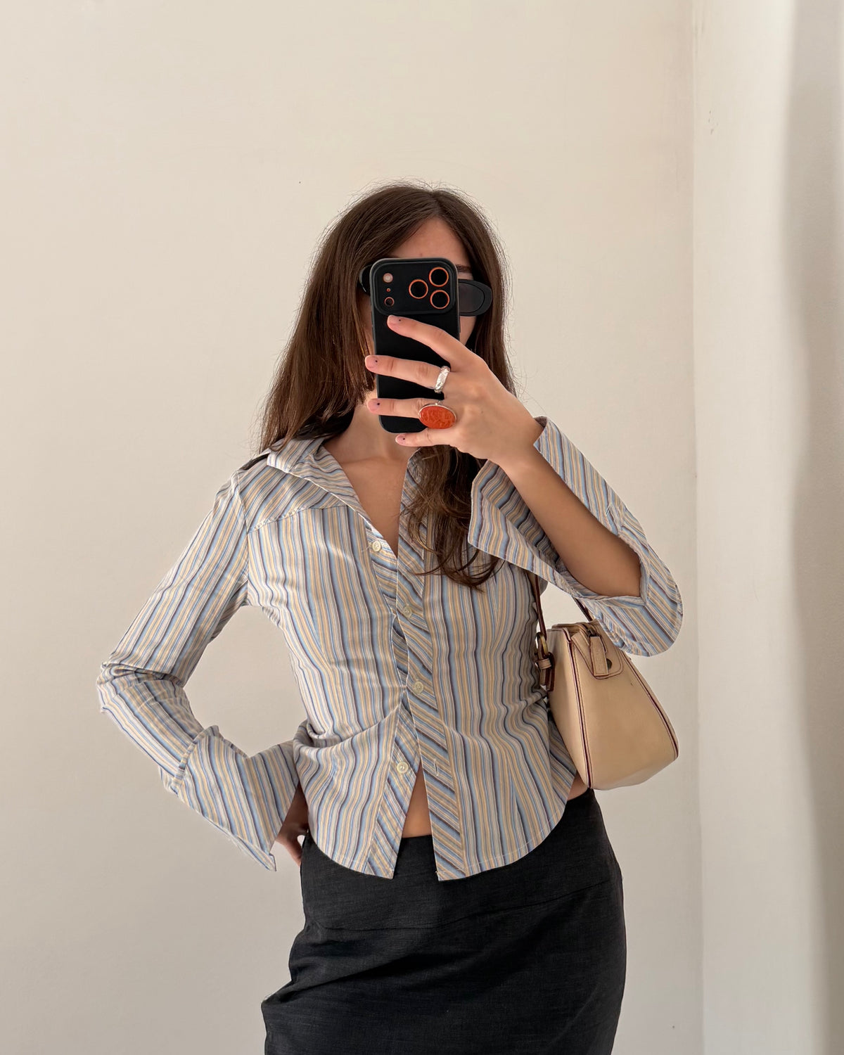 Y2k striped fitted shirt