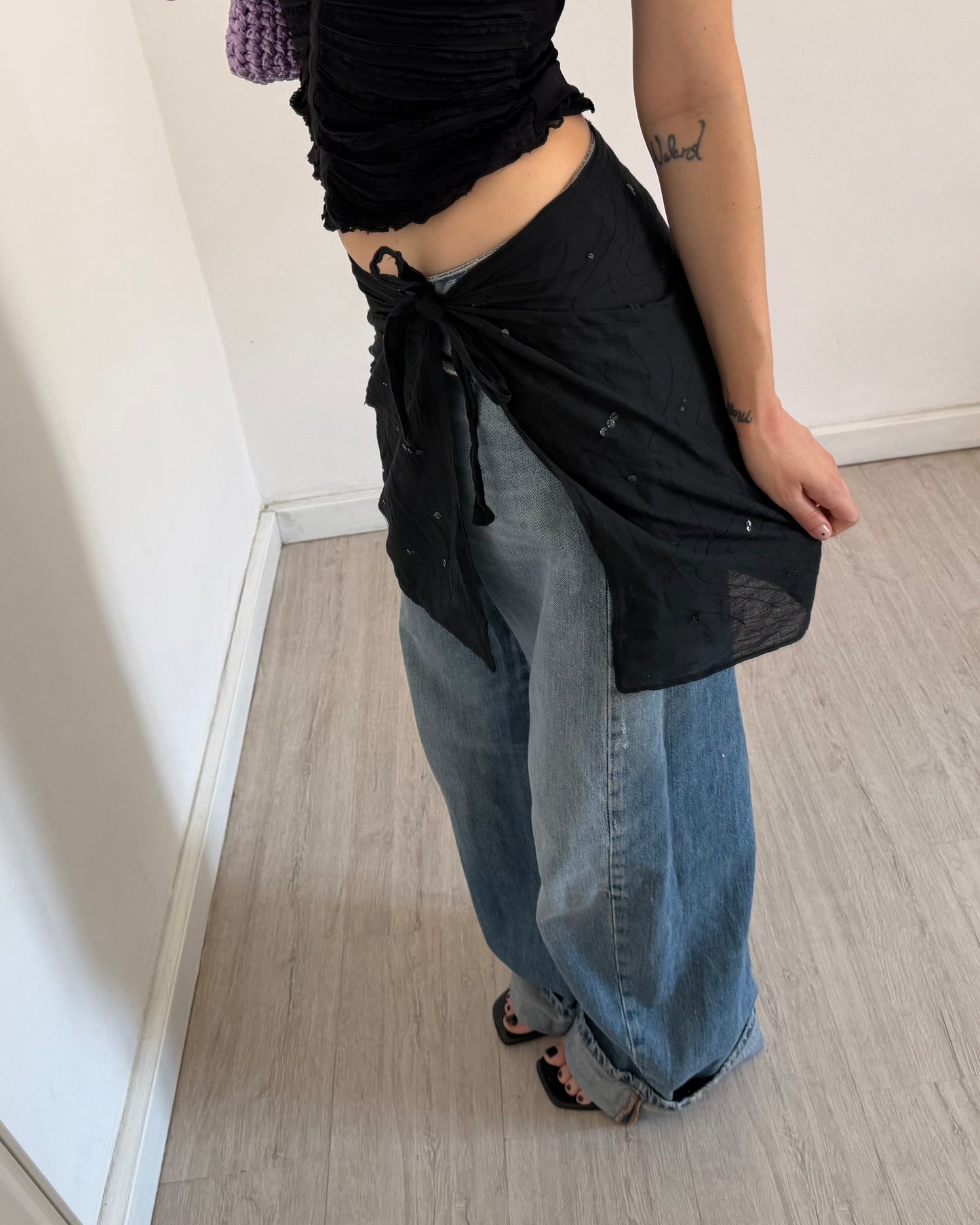 Sheer sarong mini skirt
