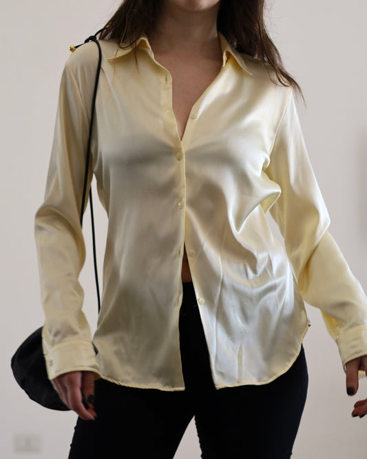 Butter yellow satin shirt