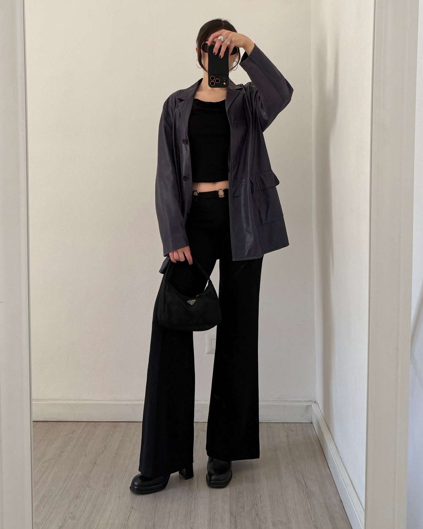Midnight blue leather jacket