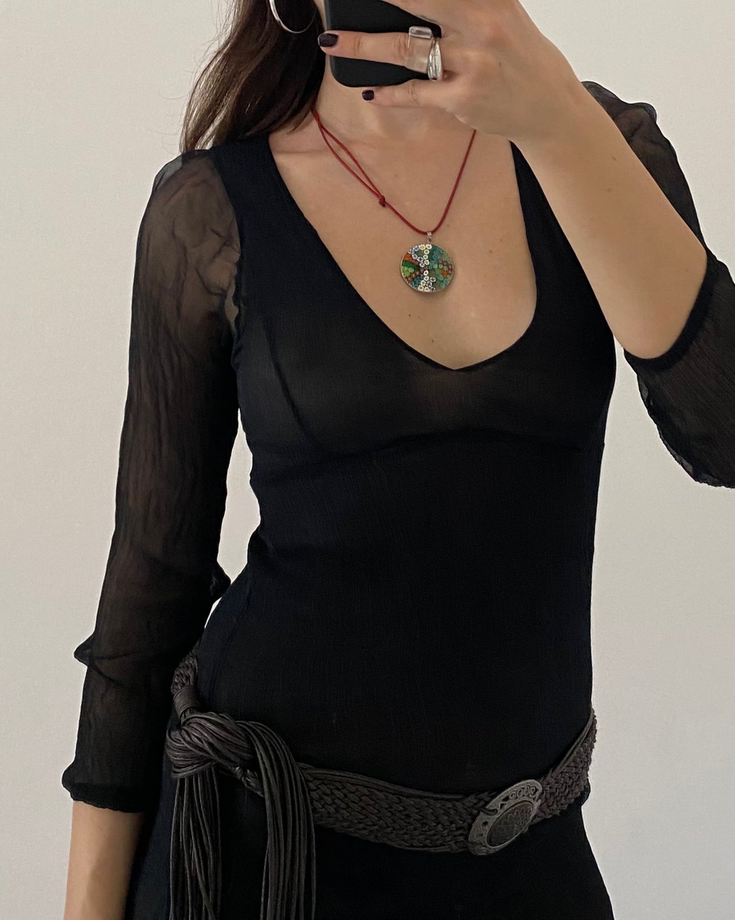 Silk embroidered mini dress