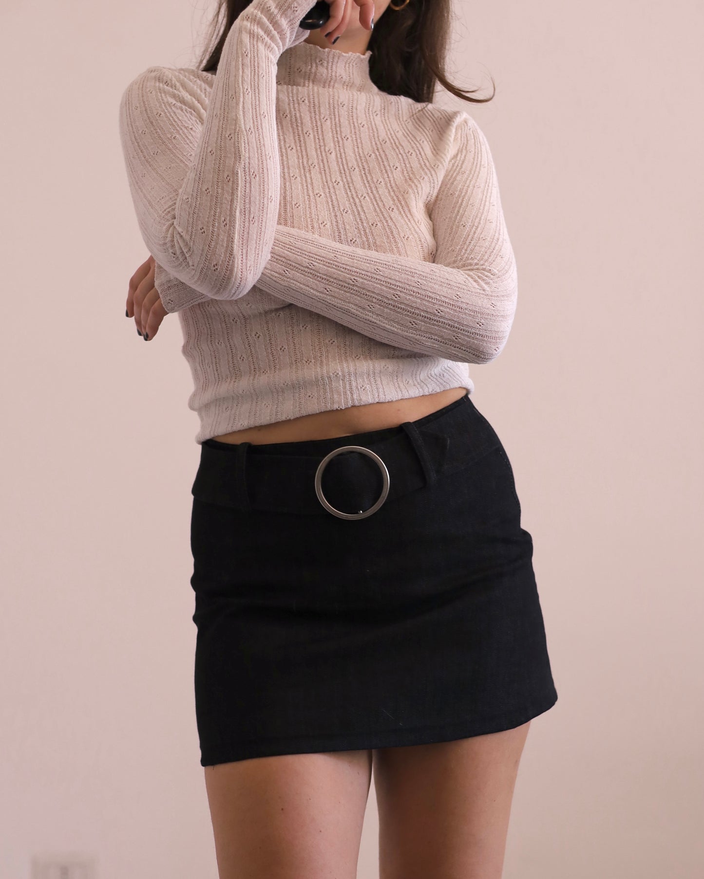 Belted mini skirt