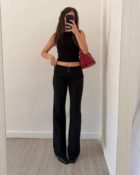 Minimal black kickflare trousers