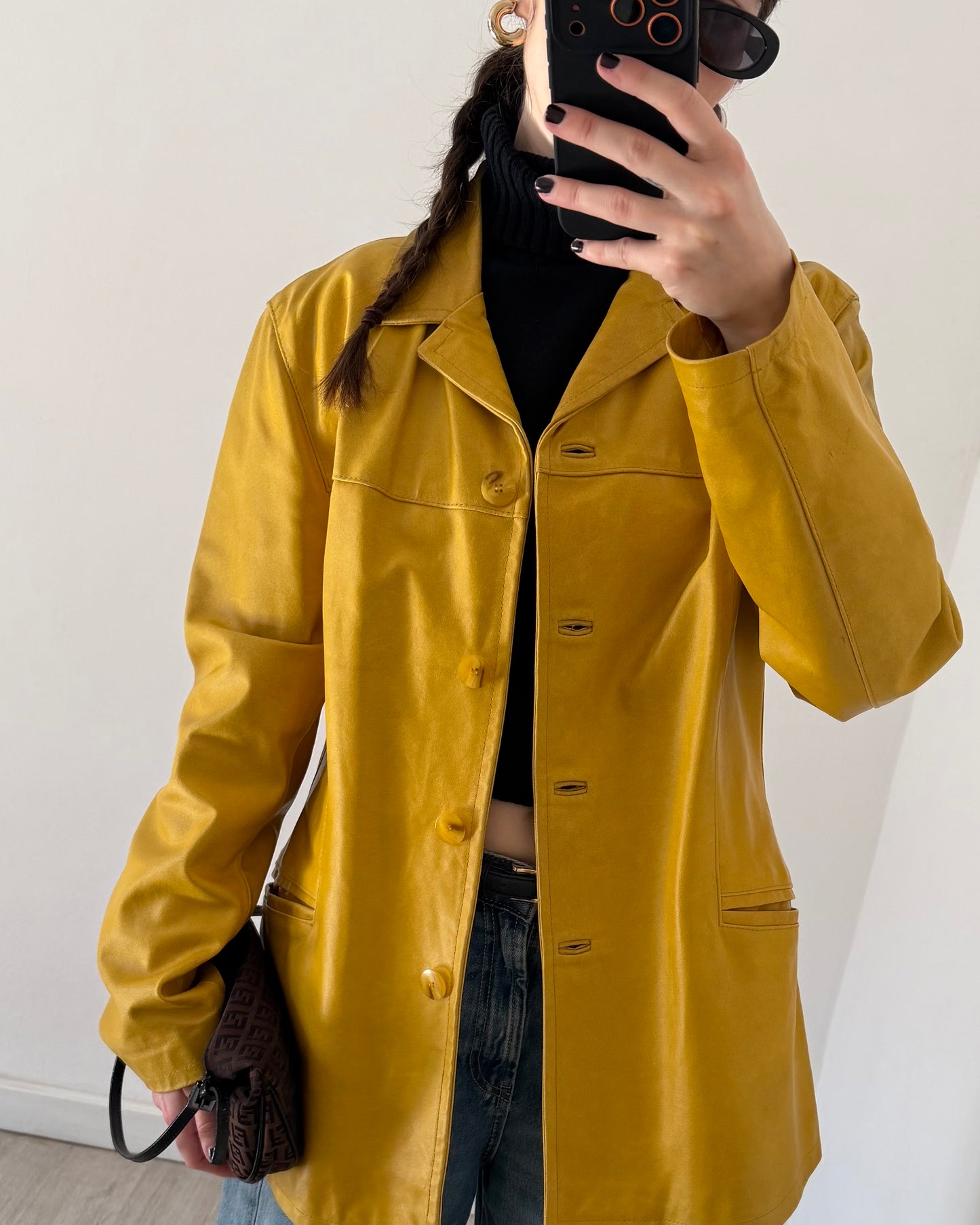 Mustard yellow leather jacket