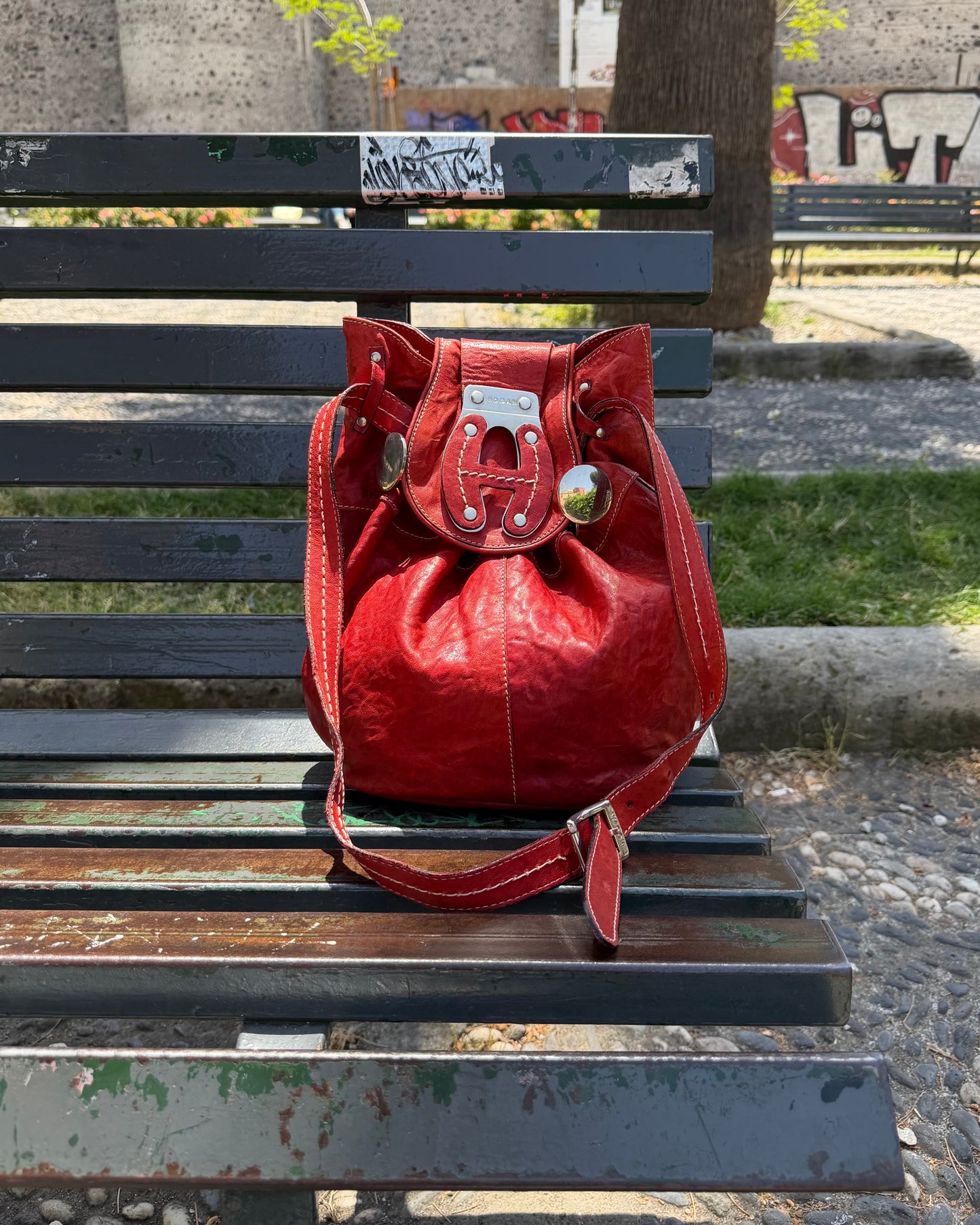 Hogan leather bucket bag