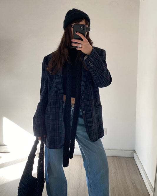 Wool check blazer