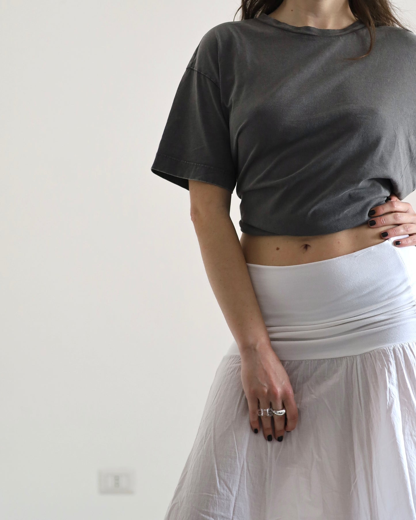 Cotton ruched skirt