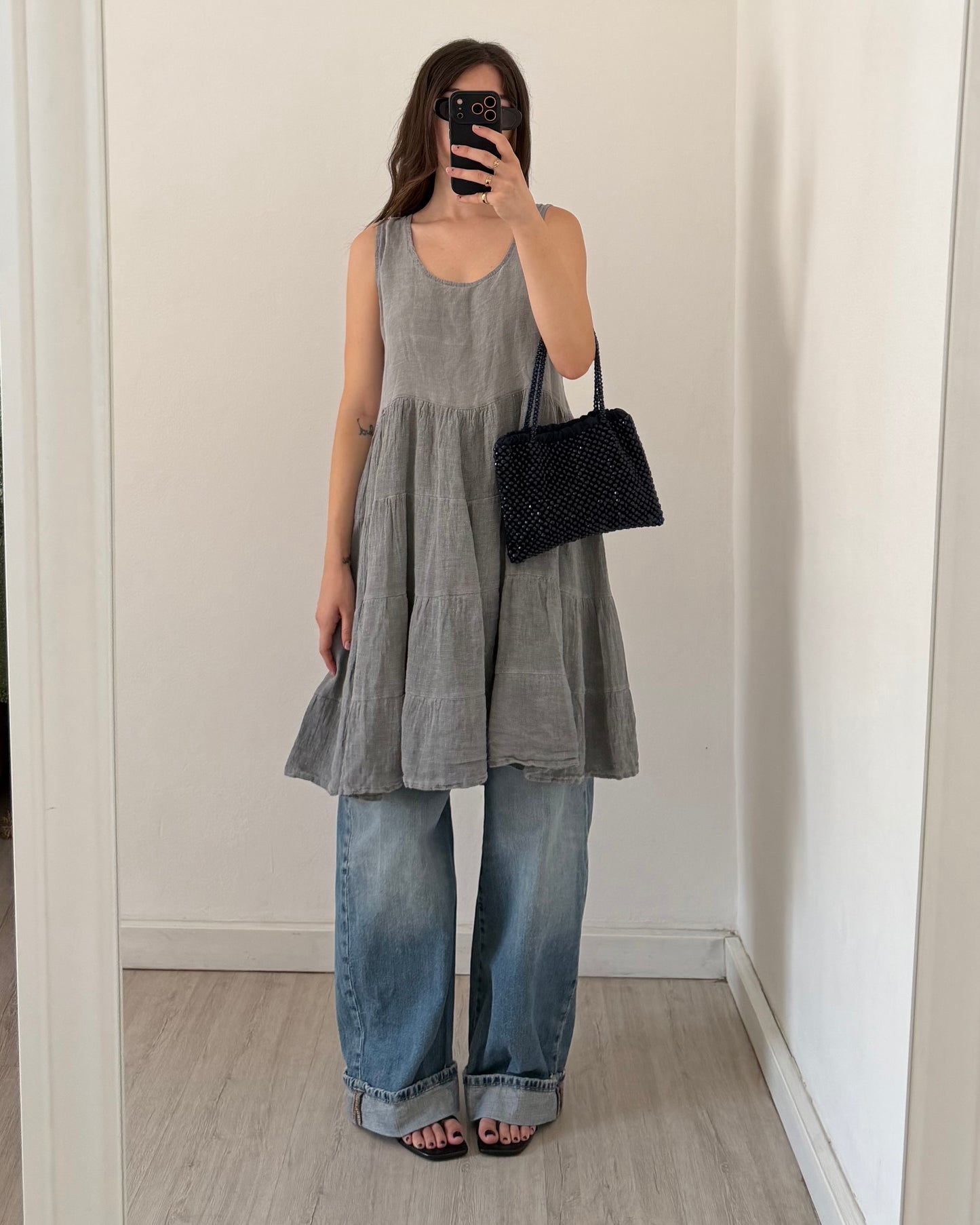 Linen cut out dress