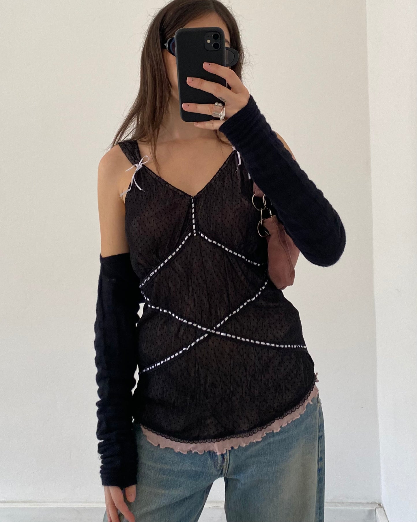 Coquette micro mesh top