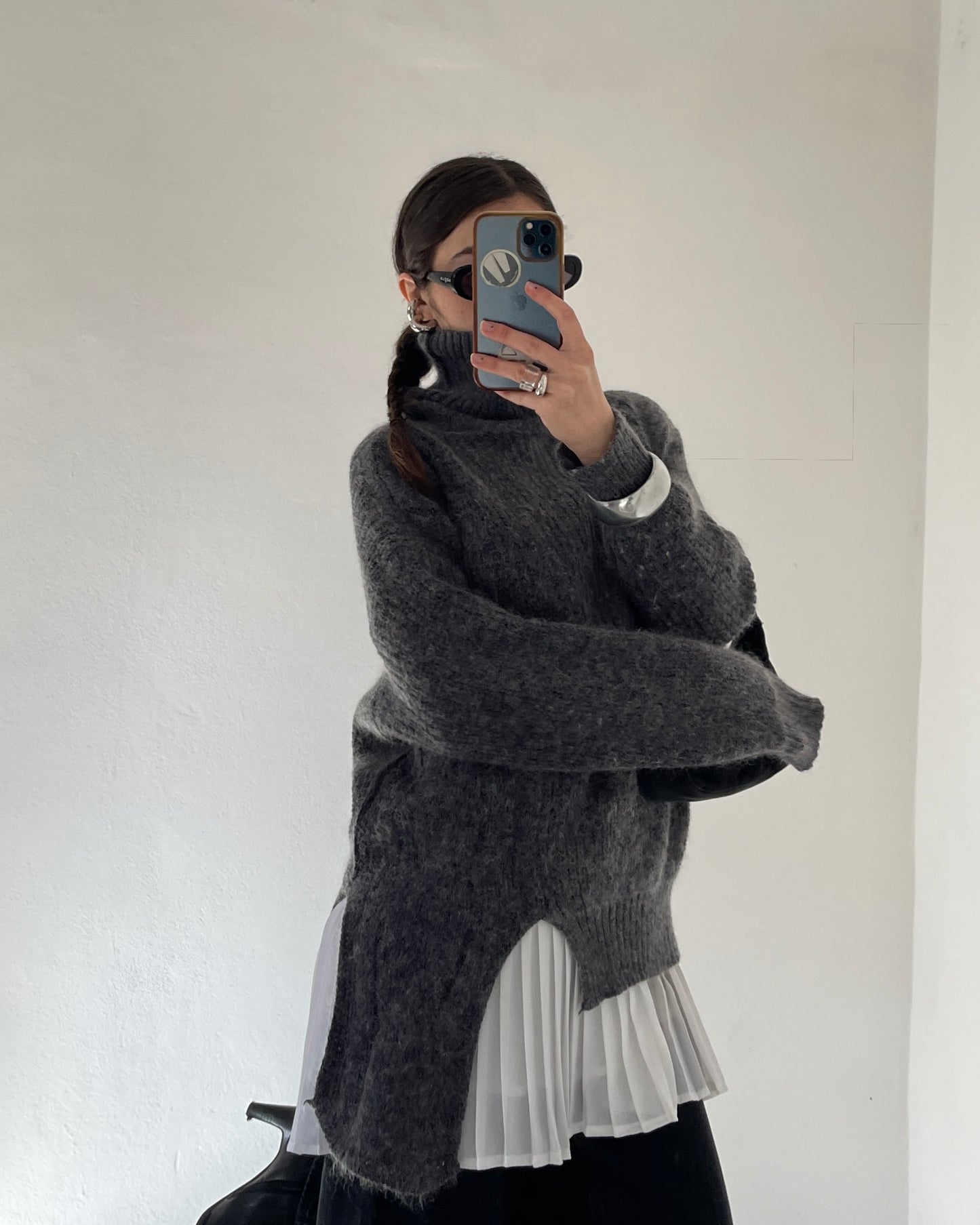 Asymmetric knit sweater