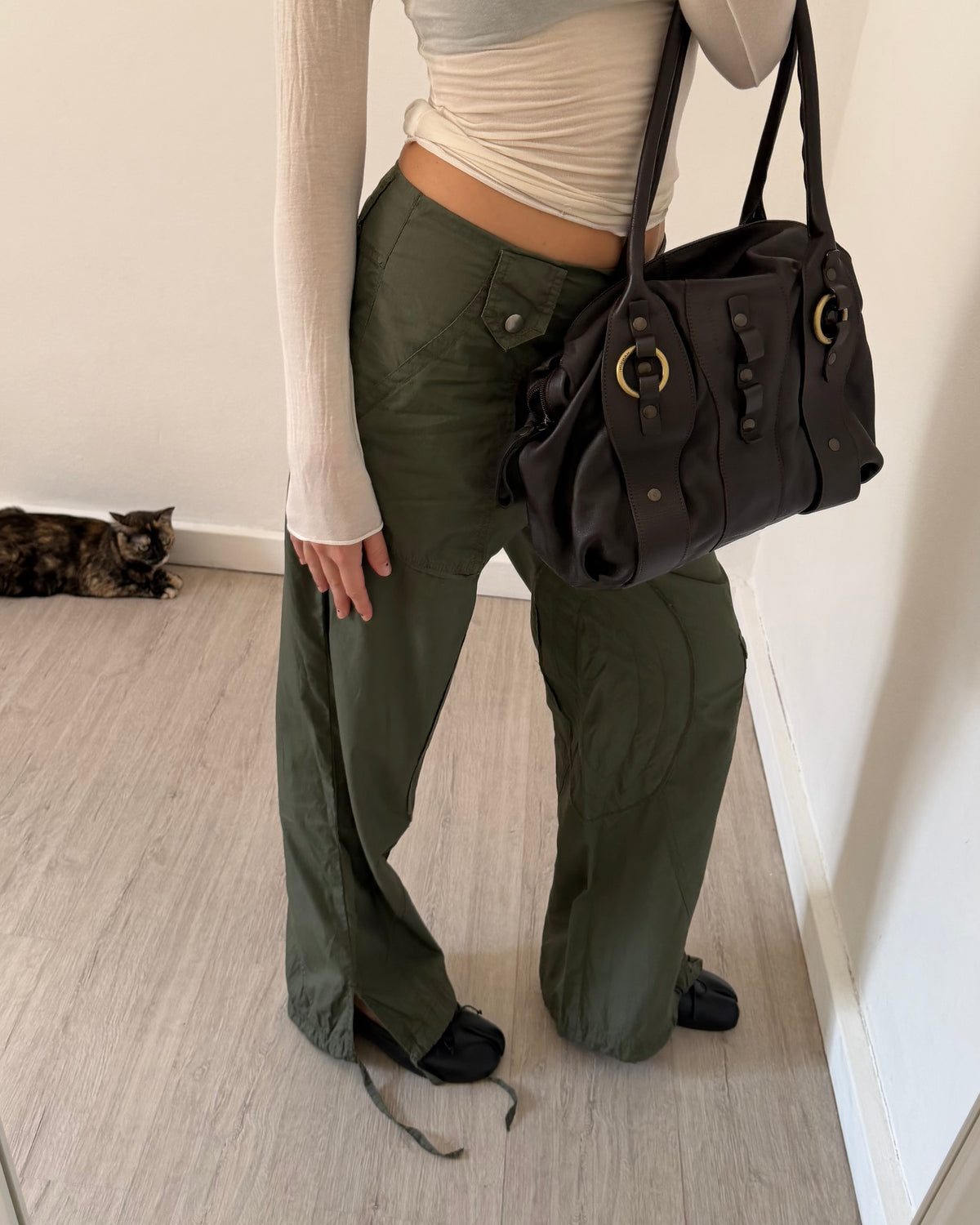 Khaki cargo trousers