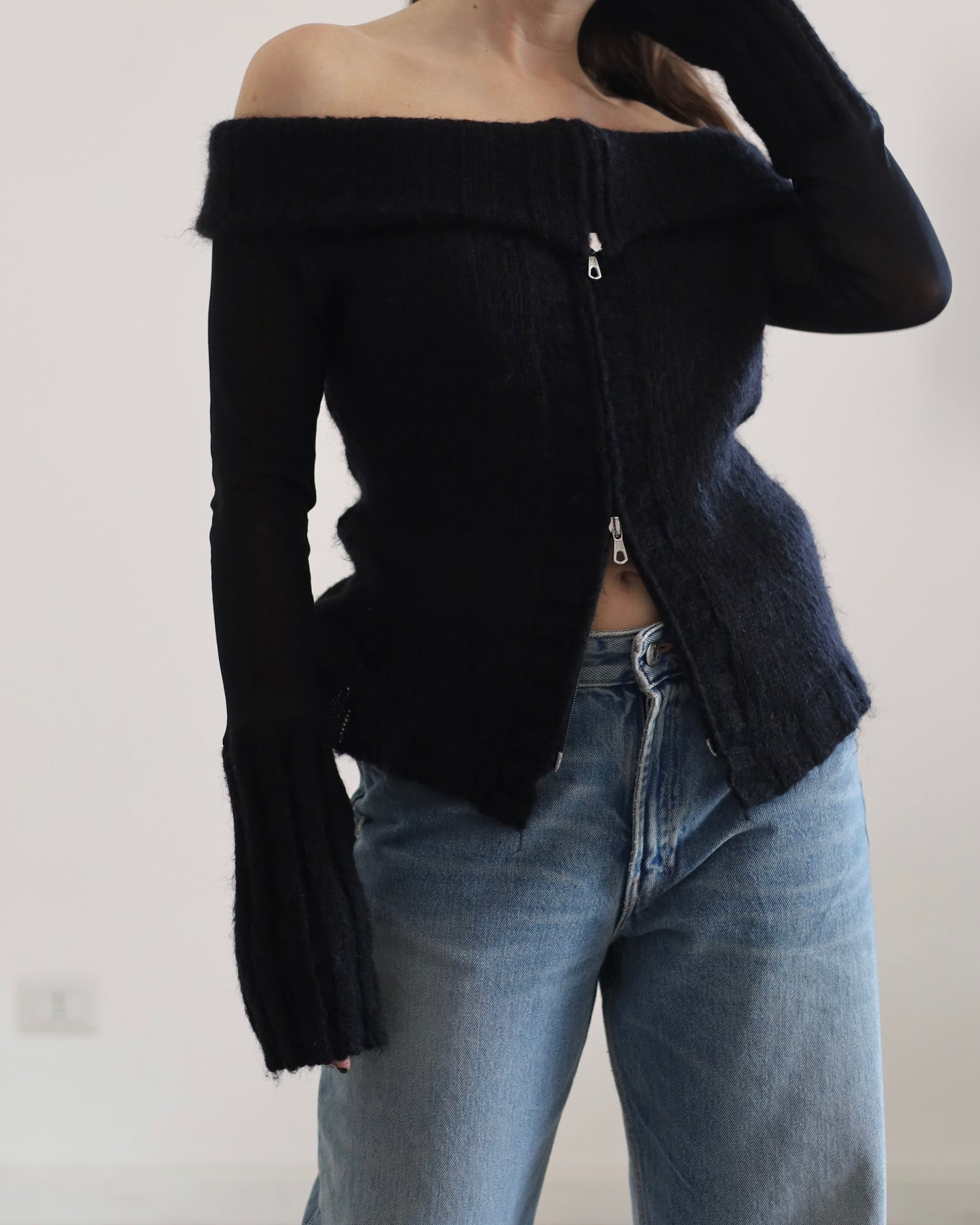 Double zip knit top