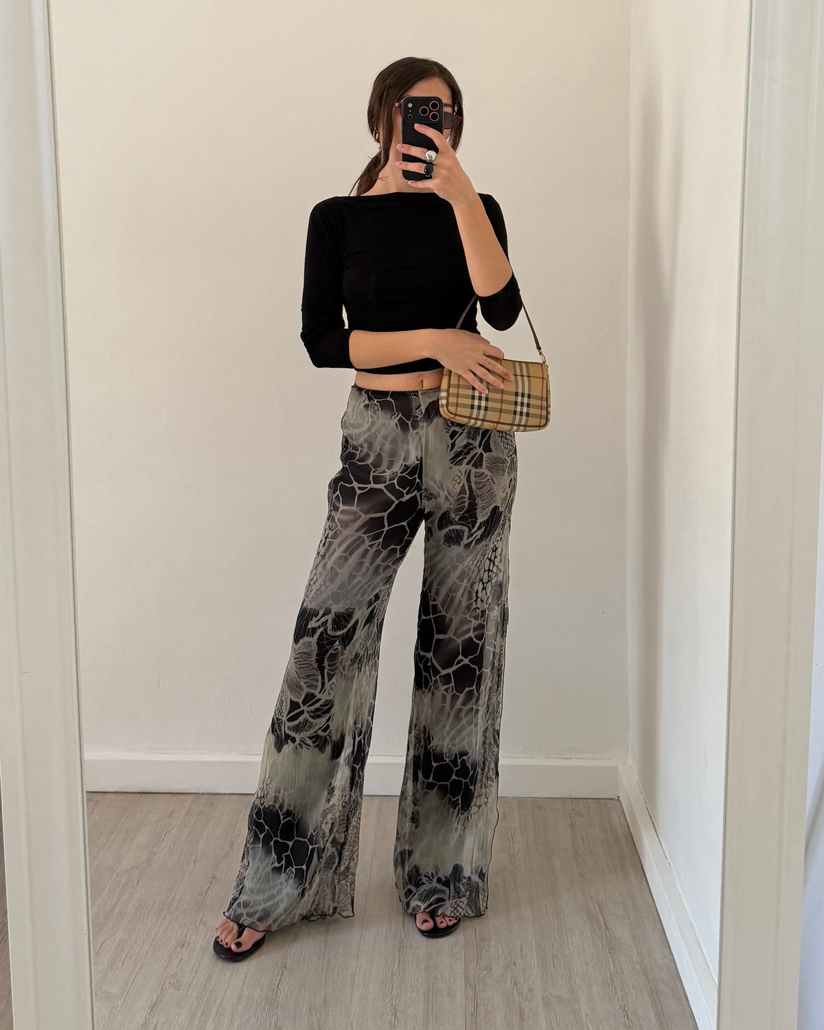 Silk flare trousers