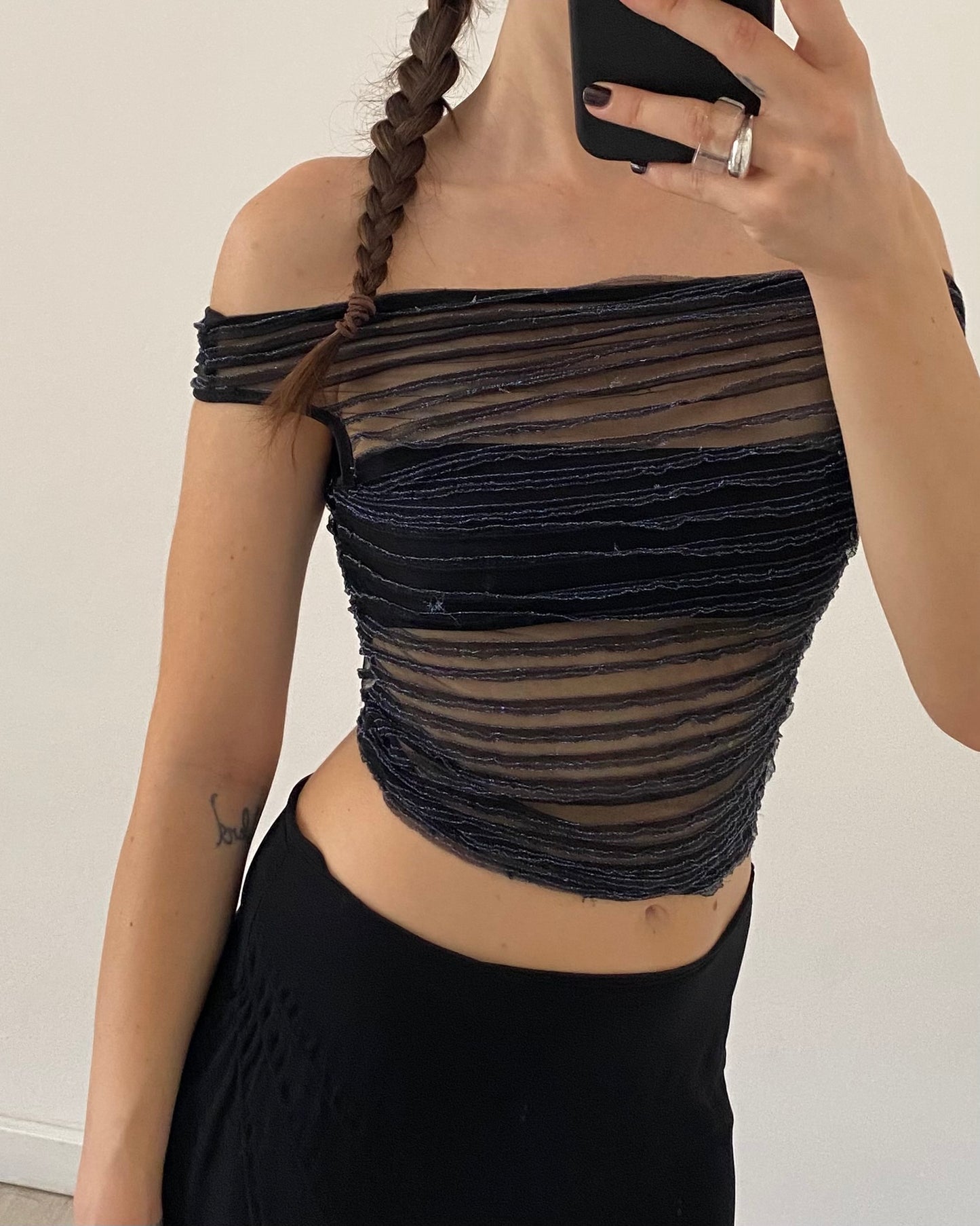 00s sheer top with lurex details
