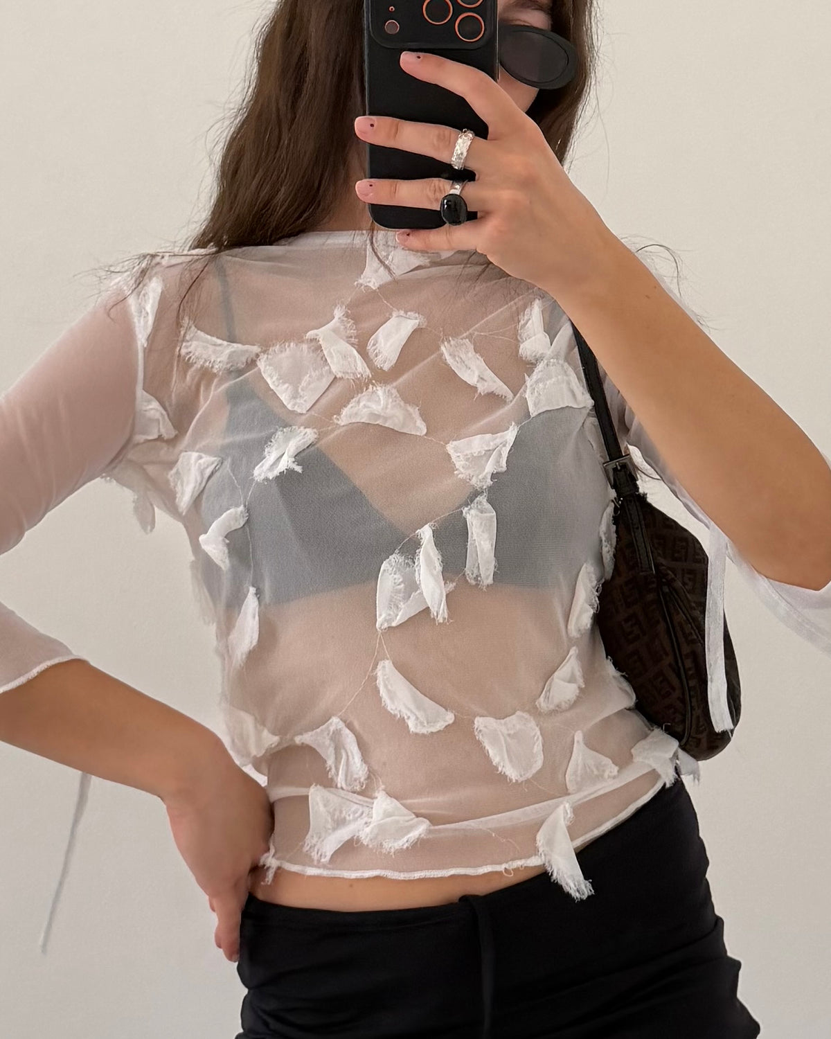 Sheer long sleeves top