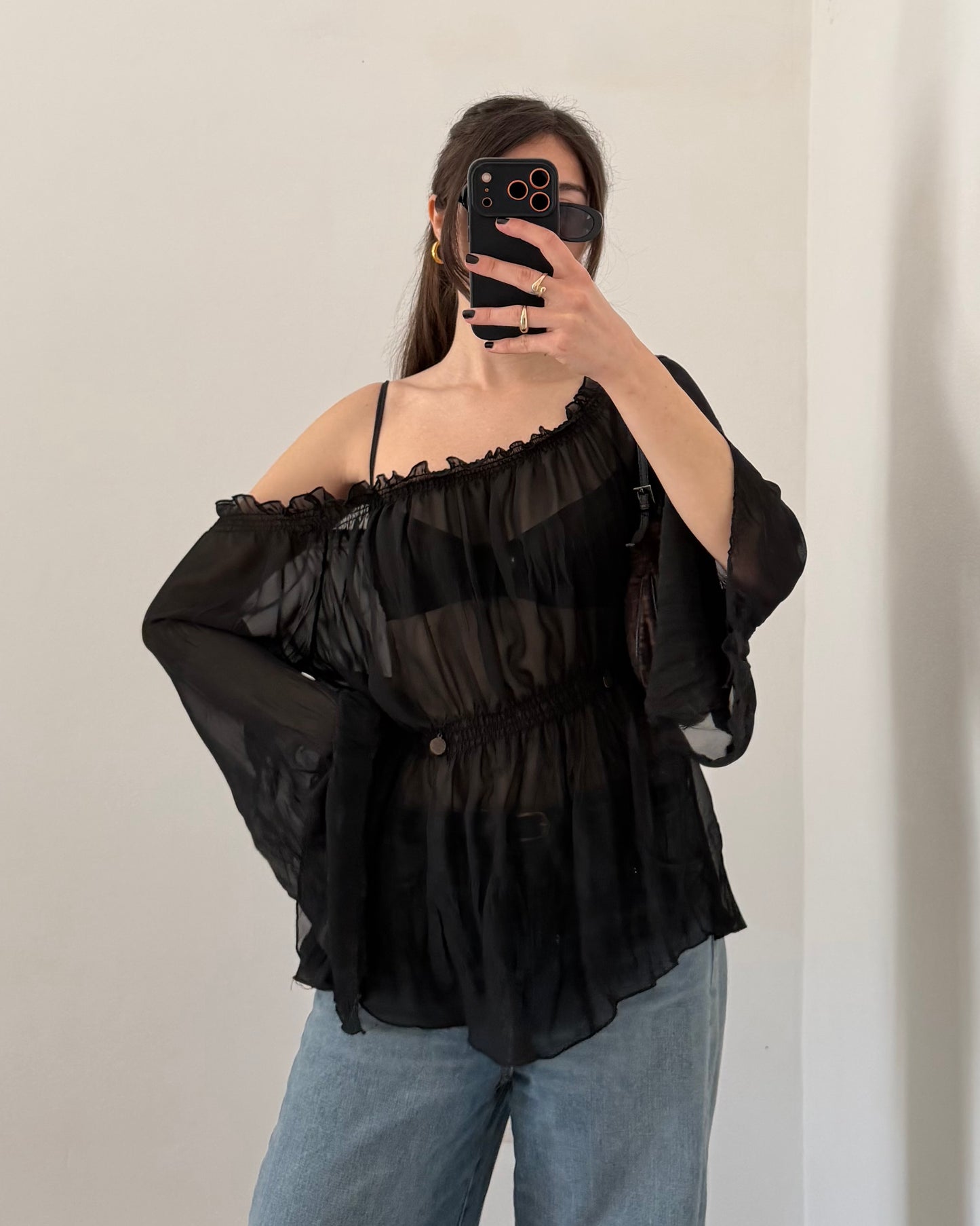 Sheer ruched top