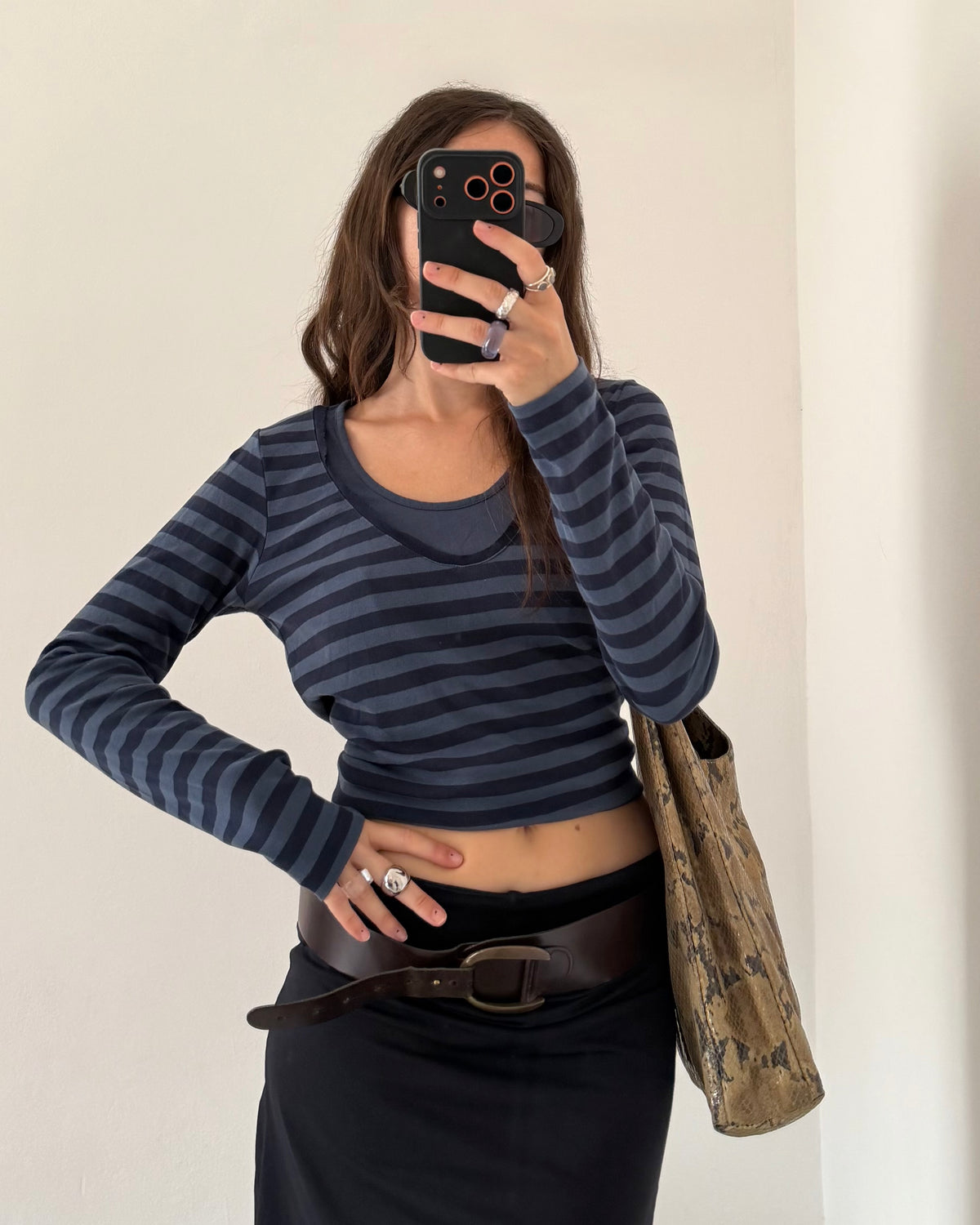 Striped long sleeves top
