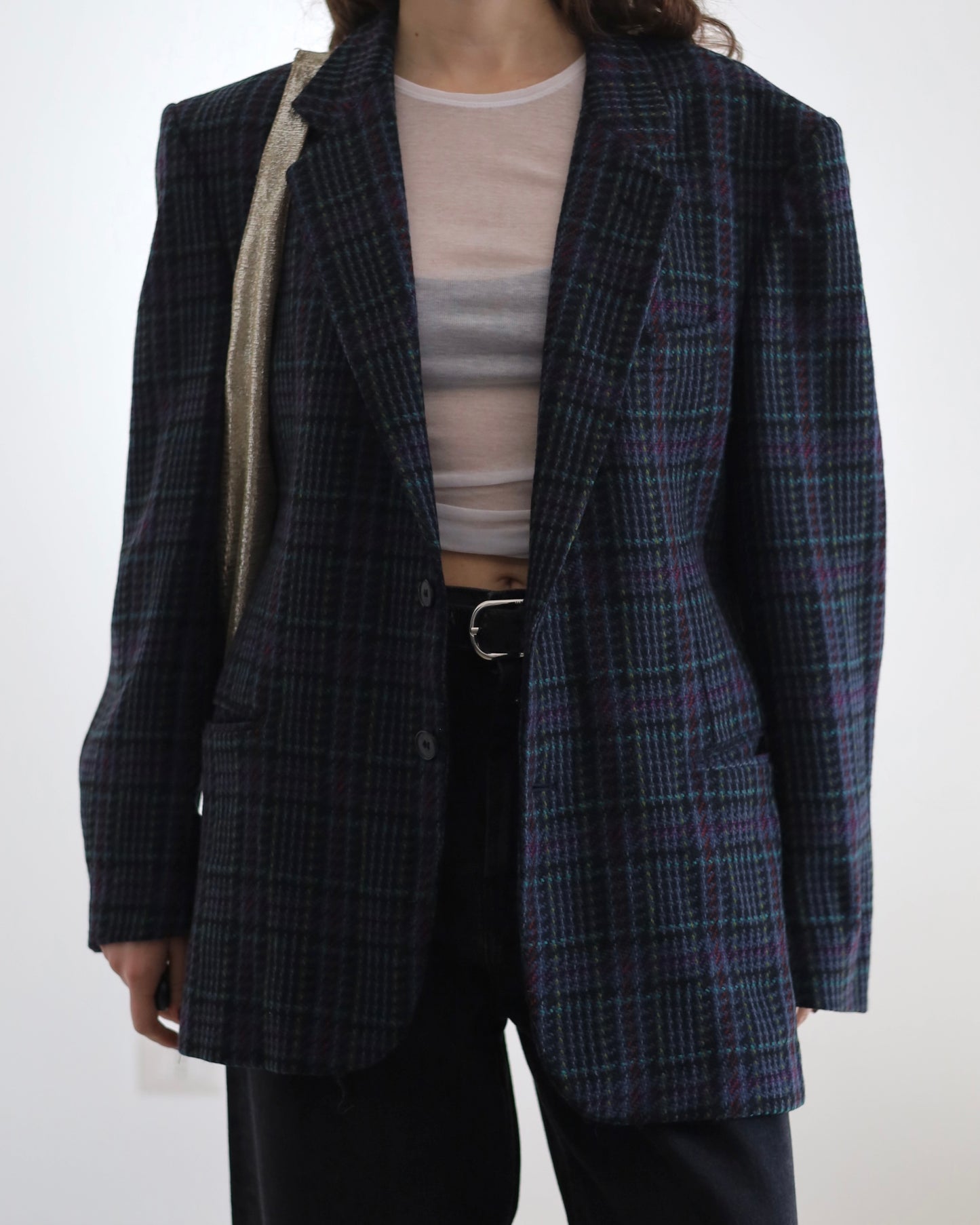 Wool check blazer