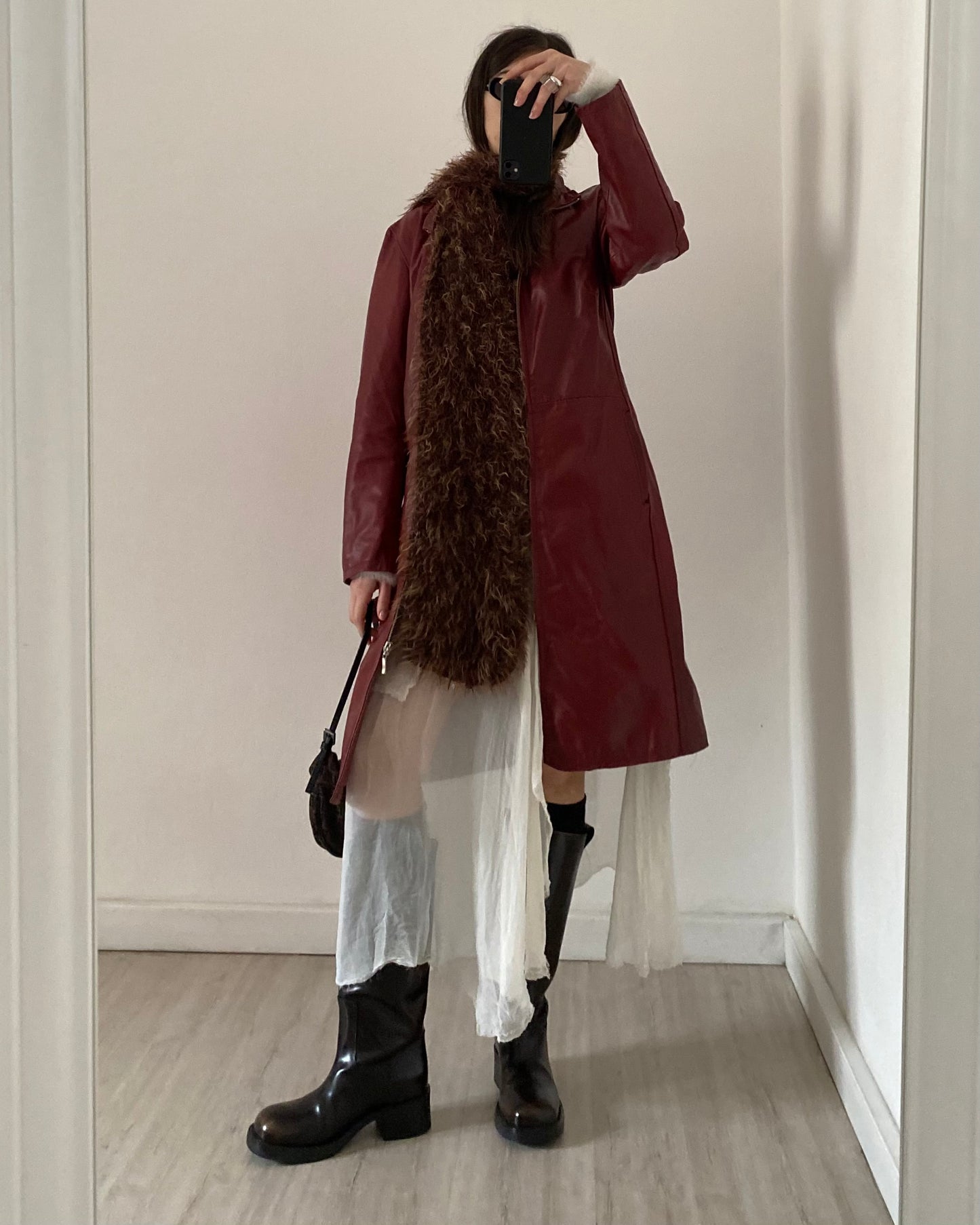 Cherry red leather jacket