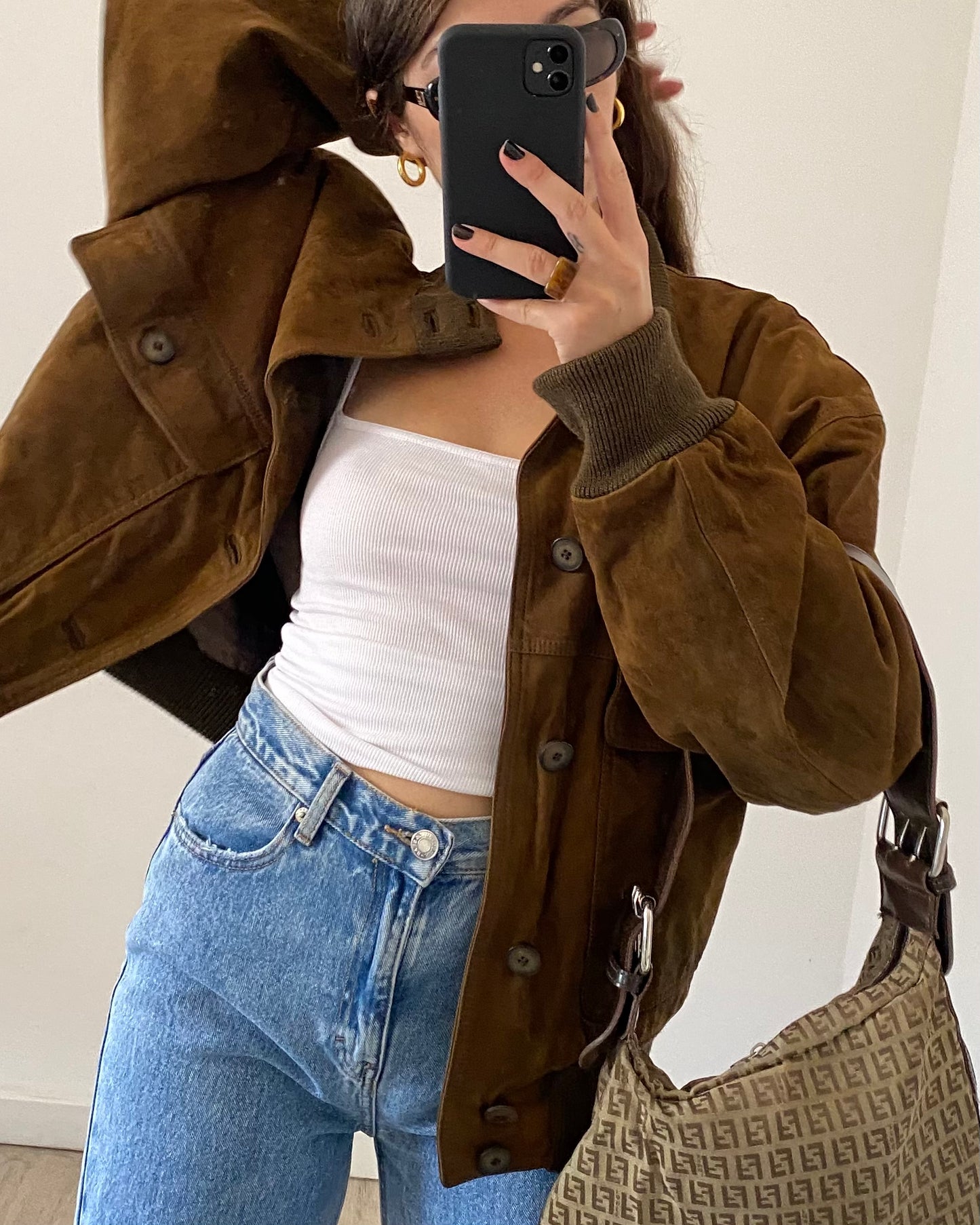 Suede bomber jacket