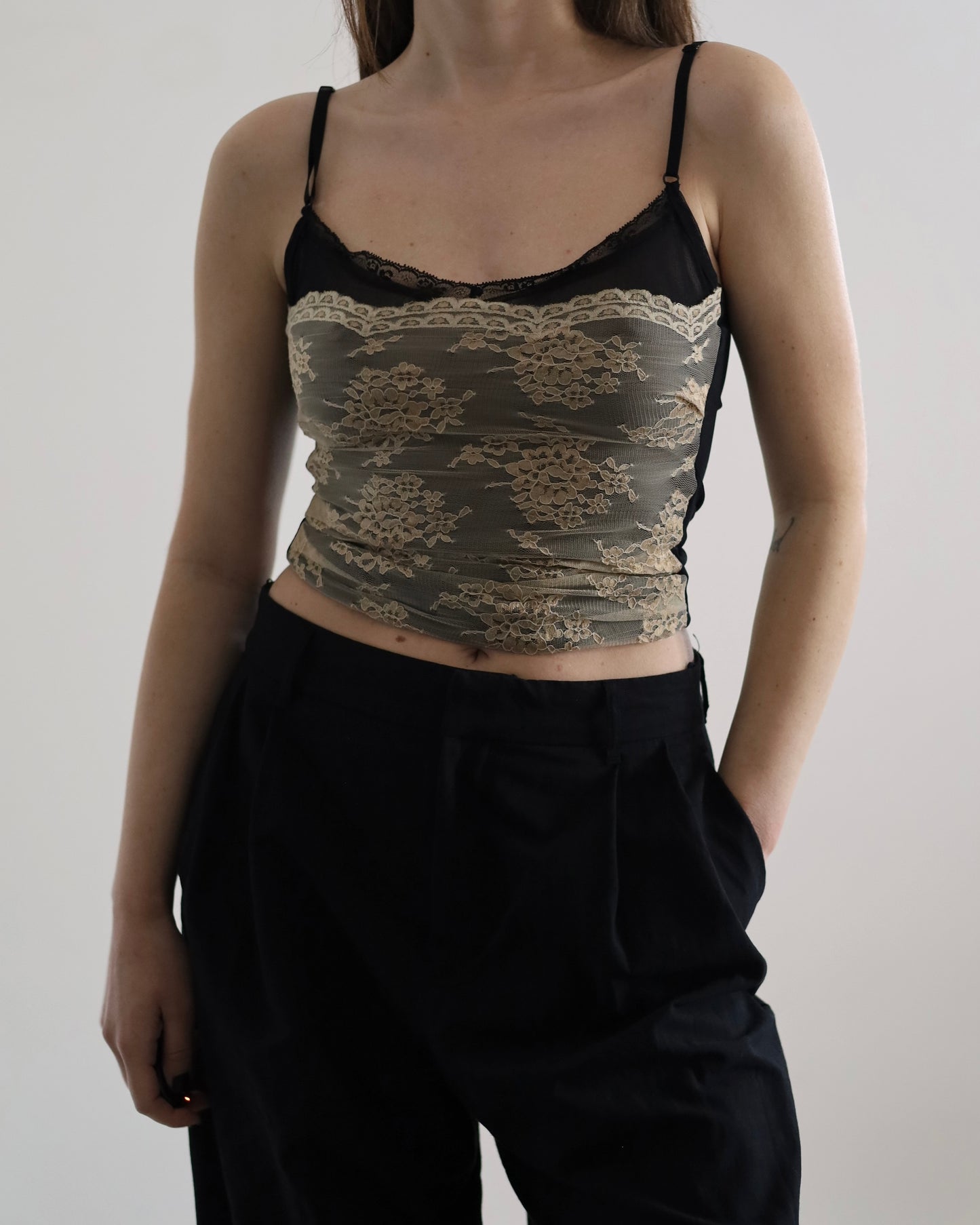 Micro mesh lace top