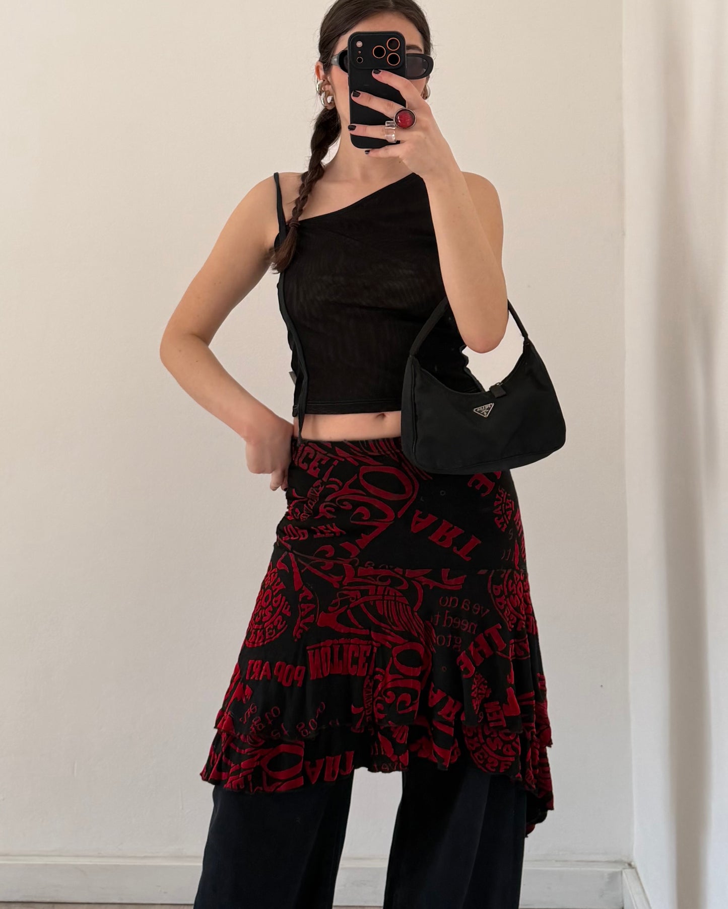 Graphic print midi skirt